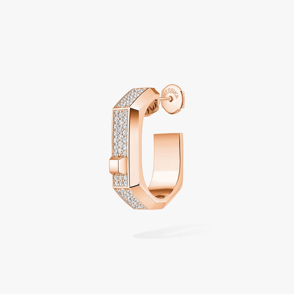Moderniste single pavé hoop earring medium Pink Gold Mixed Diamond Earrings 14679-PG