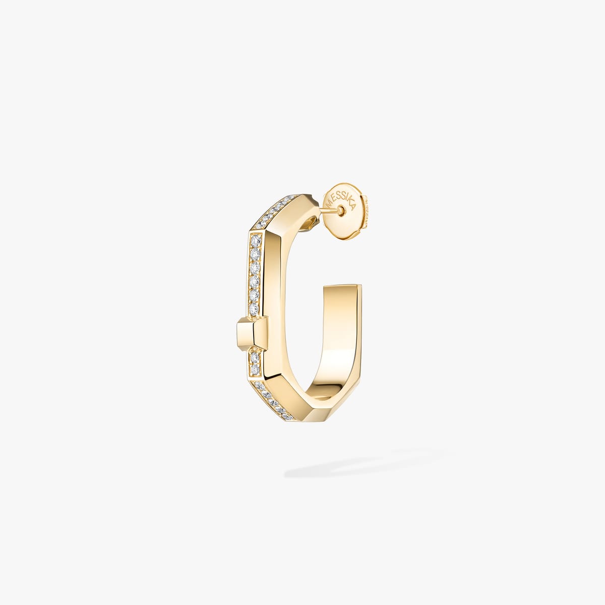 Moderniste single pavé hoop earring small Yellow Gold Mixed Diamond Earrings 14681-YG