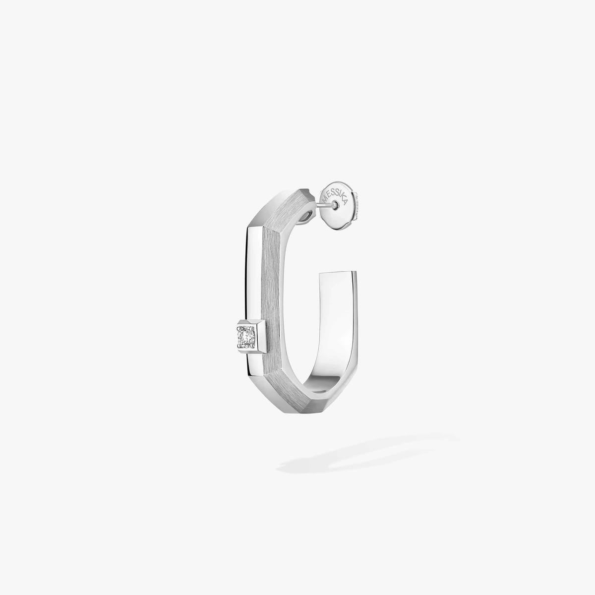 Boucles d'oreilles Mixte Or Blanc Diamant Mono créole Moderniste PM 14682-WG
