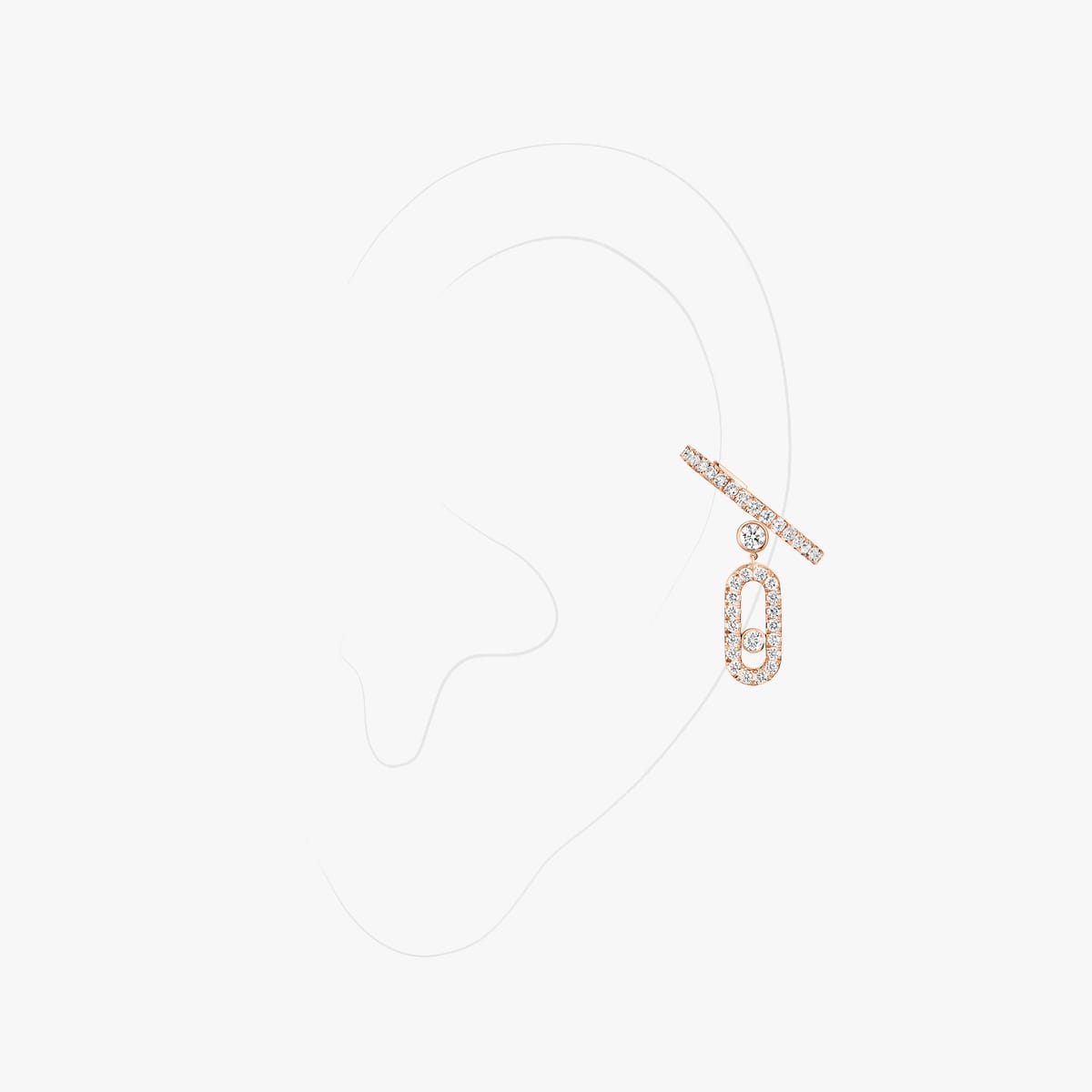 Boucles d'oreilles Femme Or Rose Diamant Mono clip pampille pavé Move Uno 11162-PG