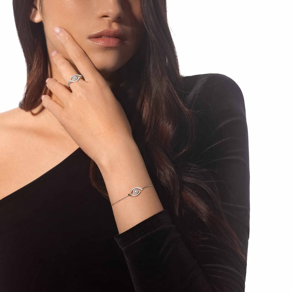 Lucky Eye Pavé White Gold For Her Diamond Ring 10037-WG