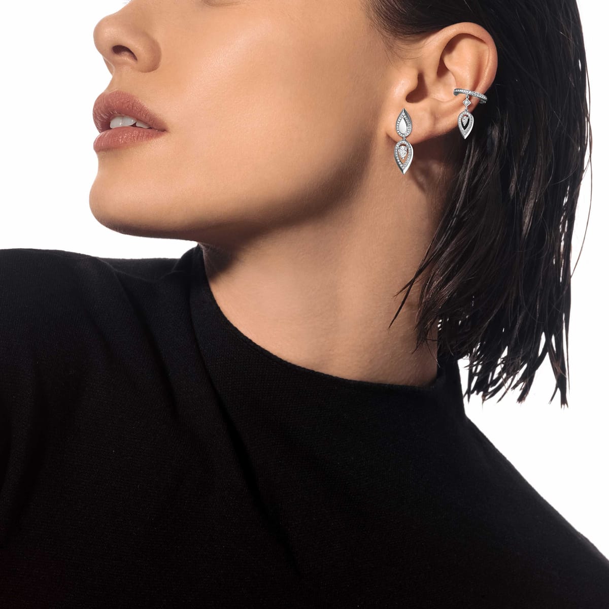 Boucles d'oreilles Femme Or Blanc Diamant Boucles d'oreilles pendantes Fiery 13173-WG