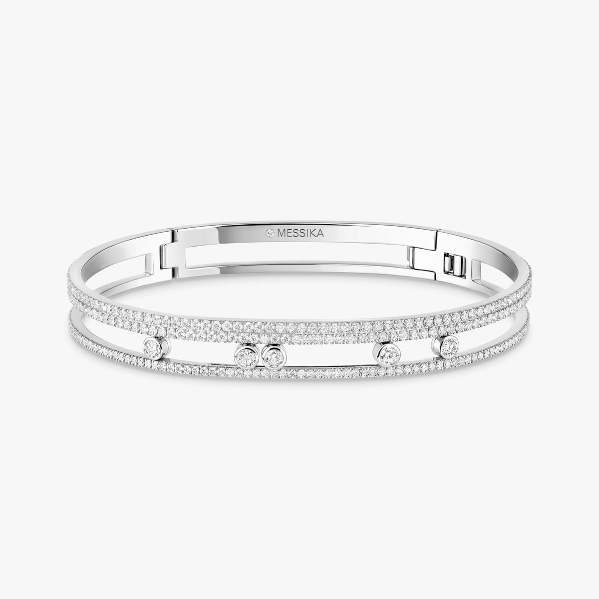 Bracelet For Her White Gold Diamond Move Romane Pavé Bangle 13914-WG