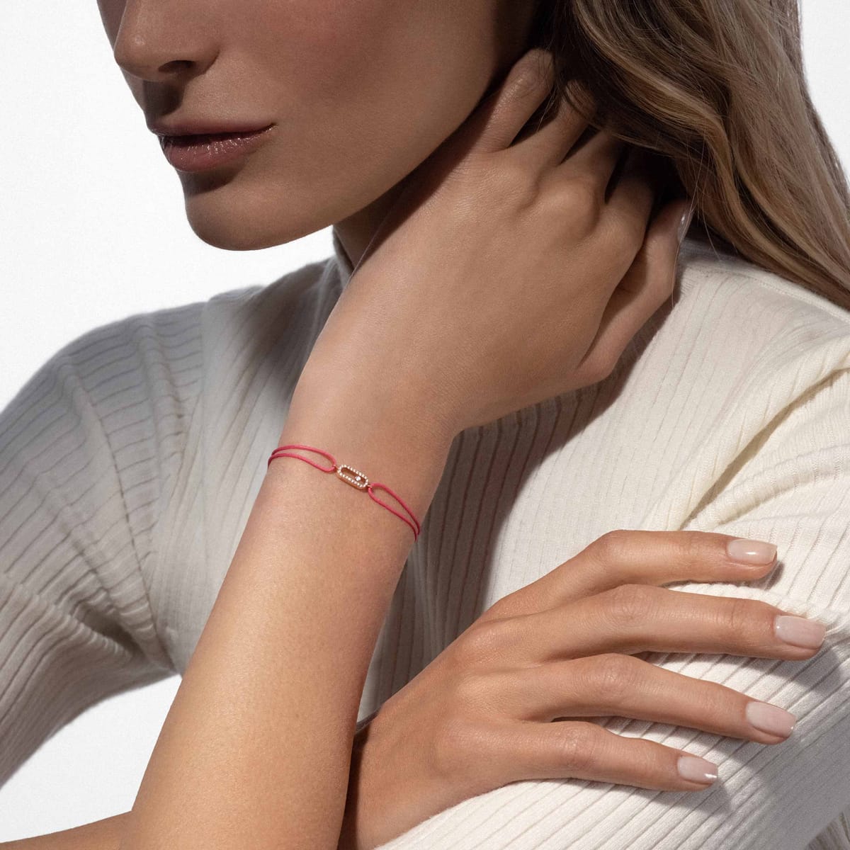 Move Uno pink cord bracelet Pink Gold For Her Diamond Bracelet 13290-PG