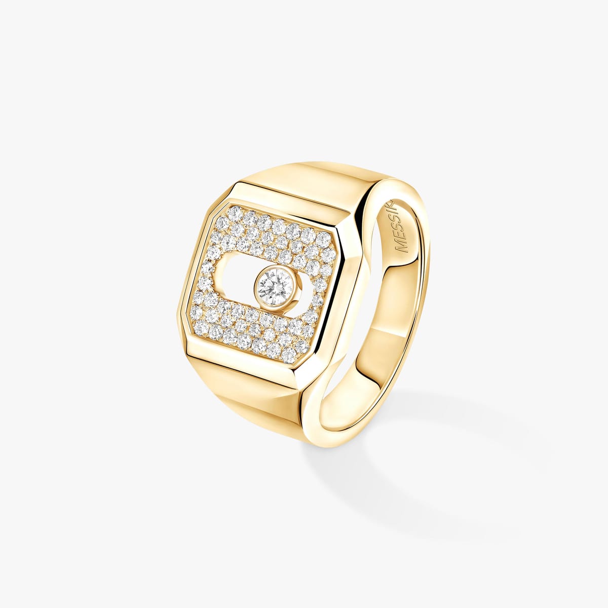Bague Mixte Or Jaune Diamant Bague chevalière Move Joaillerie pavée 13654-YG