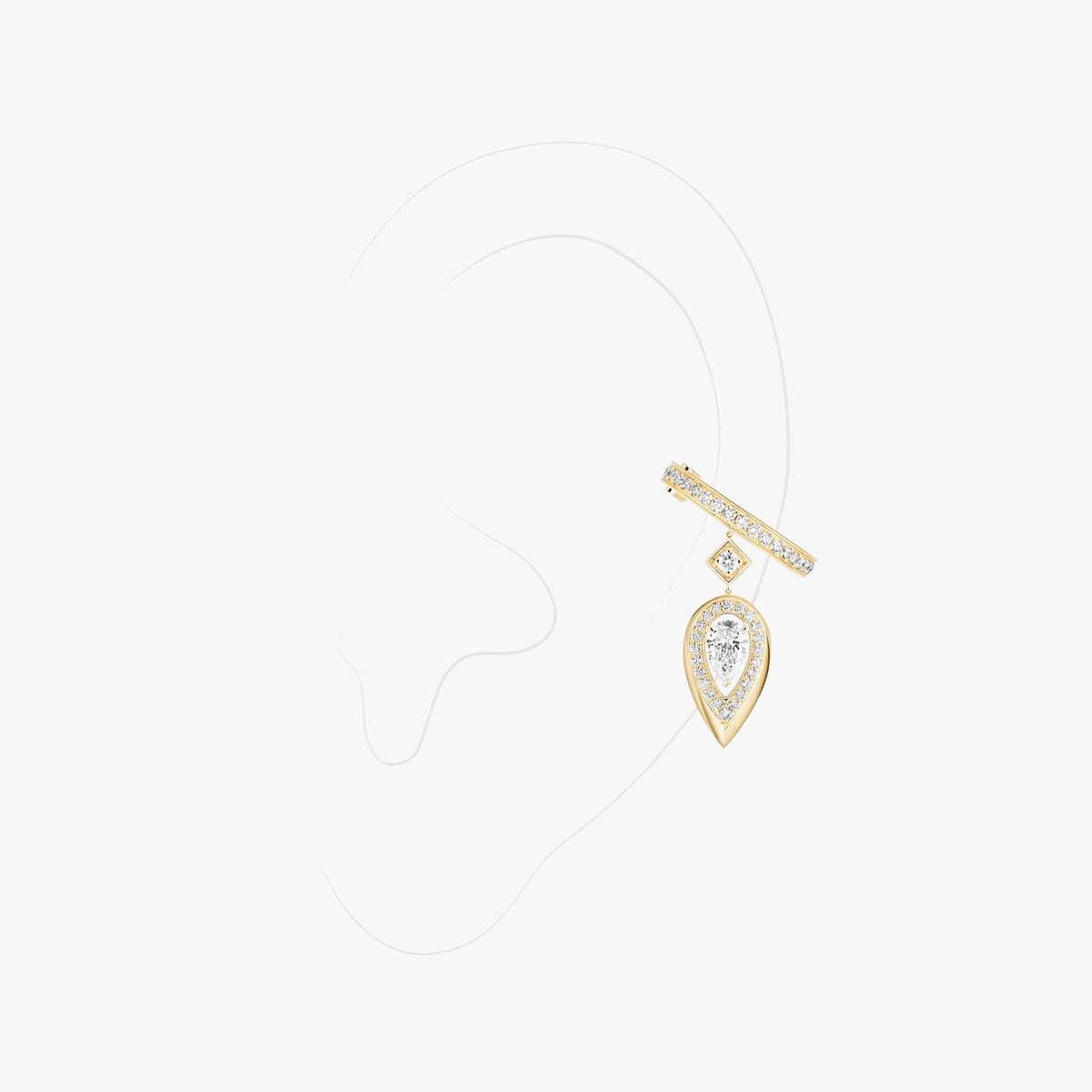 Boucles d'oreilles Femme Or Jaune Diamant Mono clip Fiery 0,10ct 13172-YG
