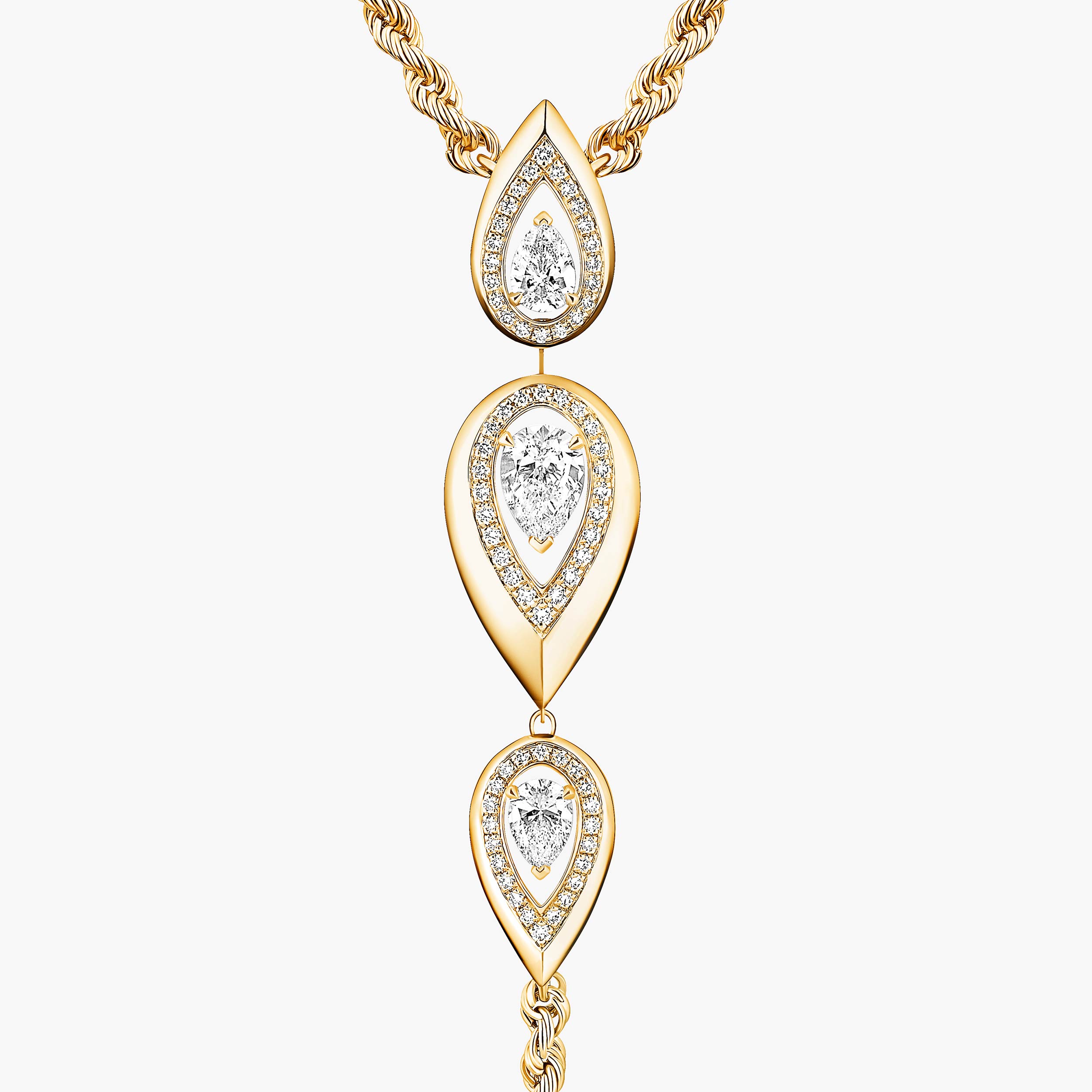 Fiery Diamond Tie Necklace in Yellow Gold | Messika 13793-YG