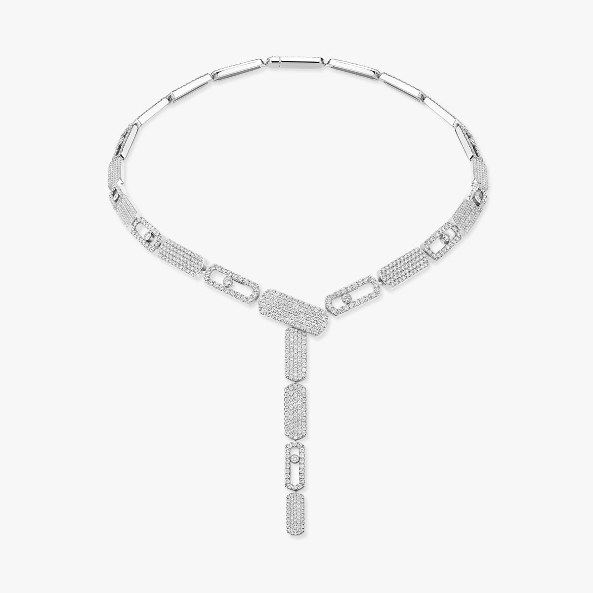 Necklace For Her White Gold Diamond Imperial Move LM Pavé Tie Necklace 14151-WG