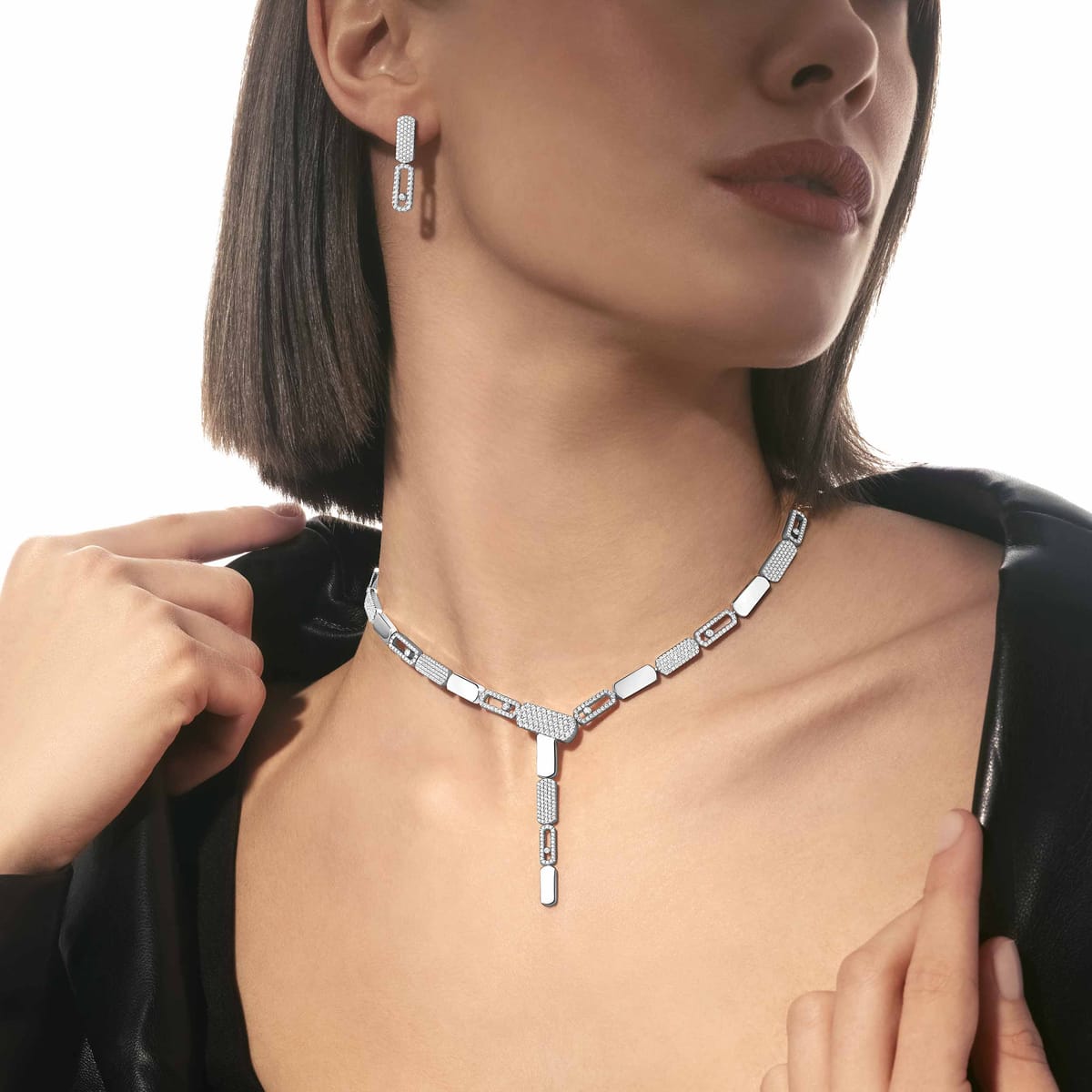 Necklace For Her White Gold Diamond Imperial Move SM Tie Necklace 14220-WG