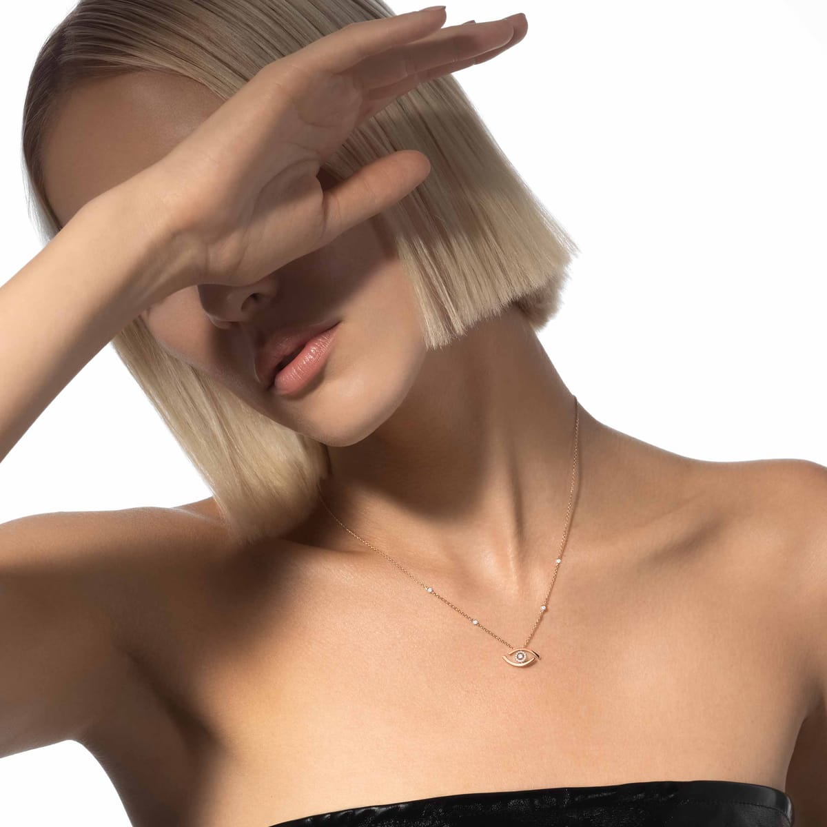 Lucky Eye Pink Gold For Her Diamond Necklace 07524-PG