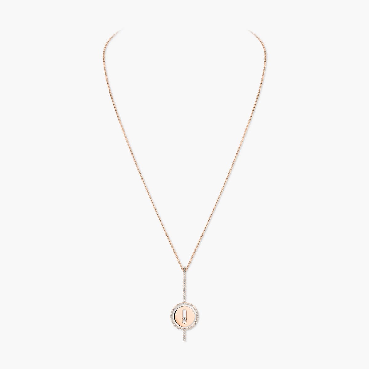 Necklace For Her Pink Gold Diamond Lucky Move Arrow 10113-PG