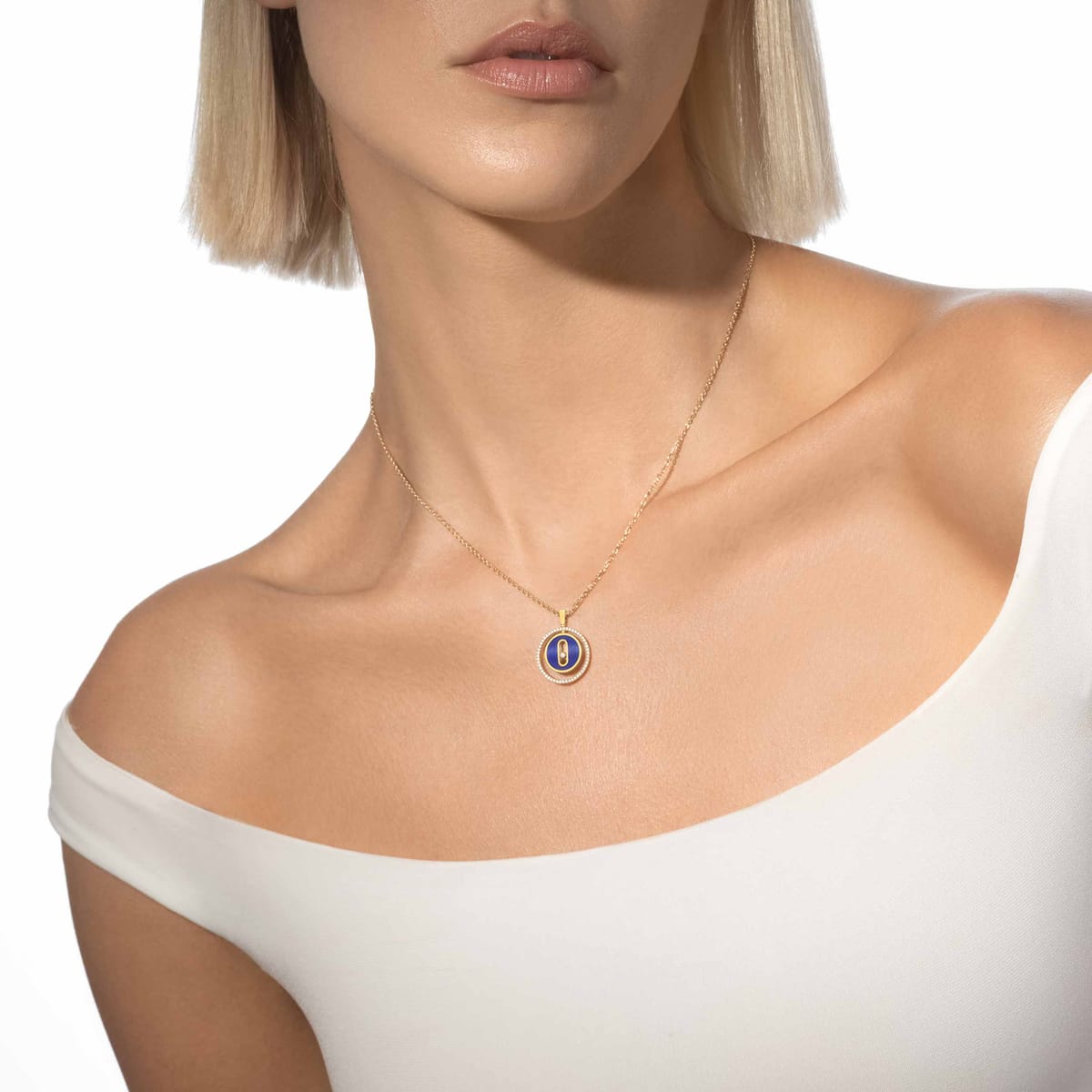 Collier Femme Or Jaune Diamant Collier lapis lazuli Lucky Move PM 11978-YG