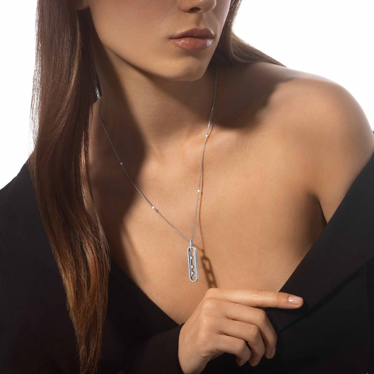 Move 10th necklace small White Gold For Her Diamond Necklace 10032-WG