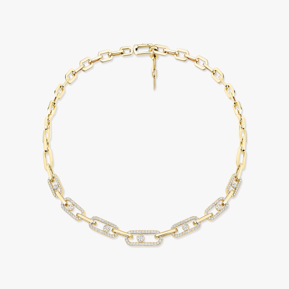 Move Link pavé necklace Yellow Gold For Her Diamond Necklace 14042-YG