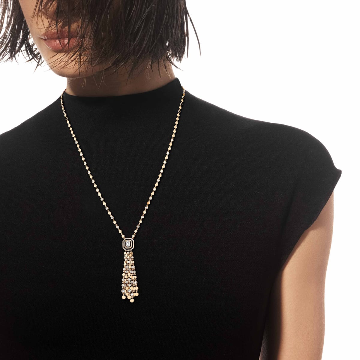 Necklace For Her Pink Gold Diamond D-Vibes Tassel 13175-PG