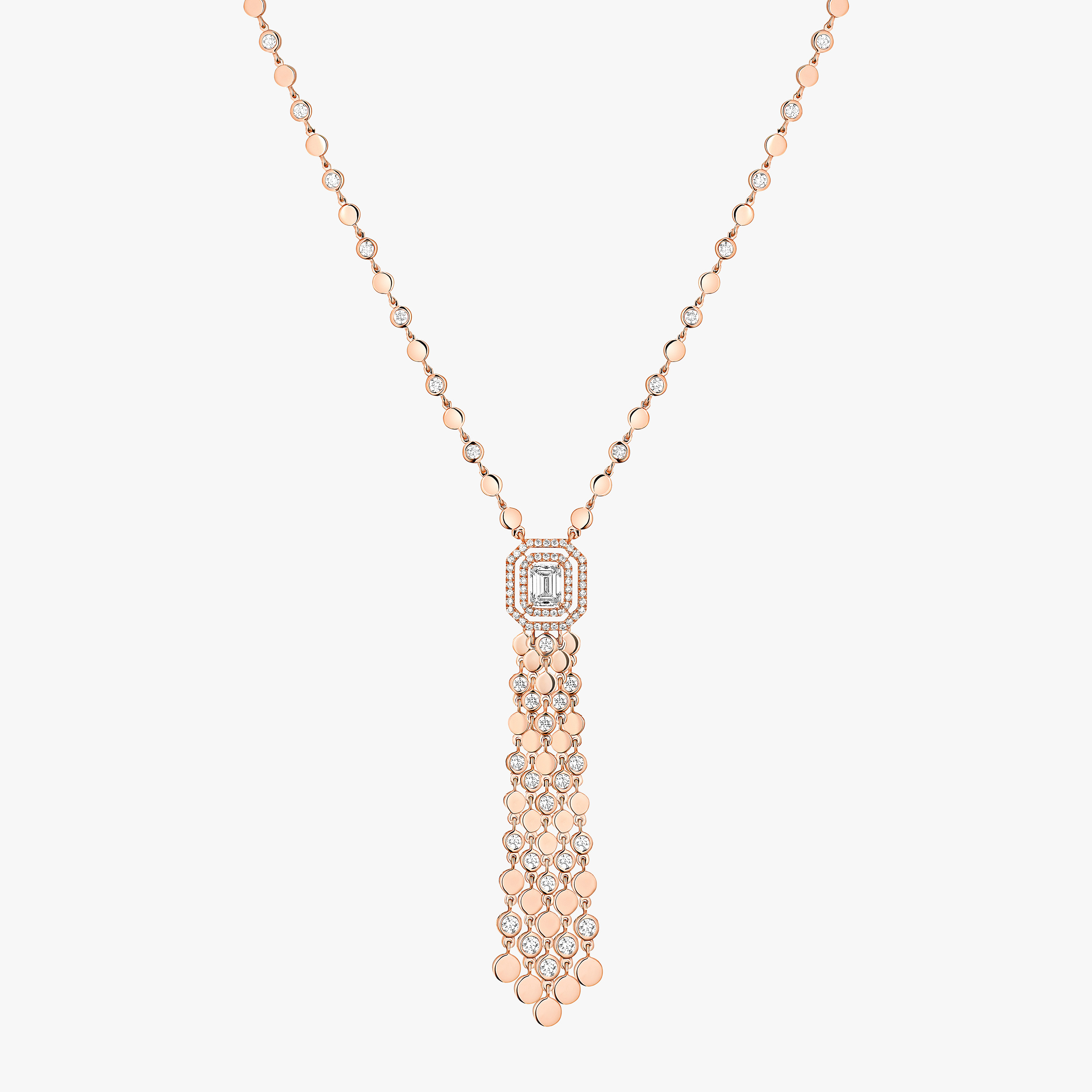 D-Vibes Diamond Tassel Necklace in Pink Gold 13175-PG