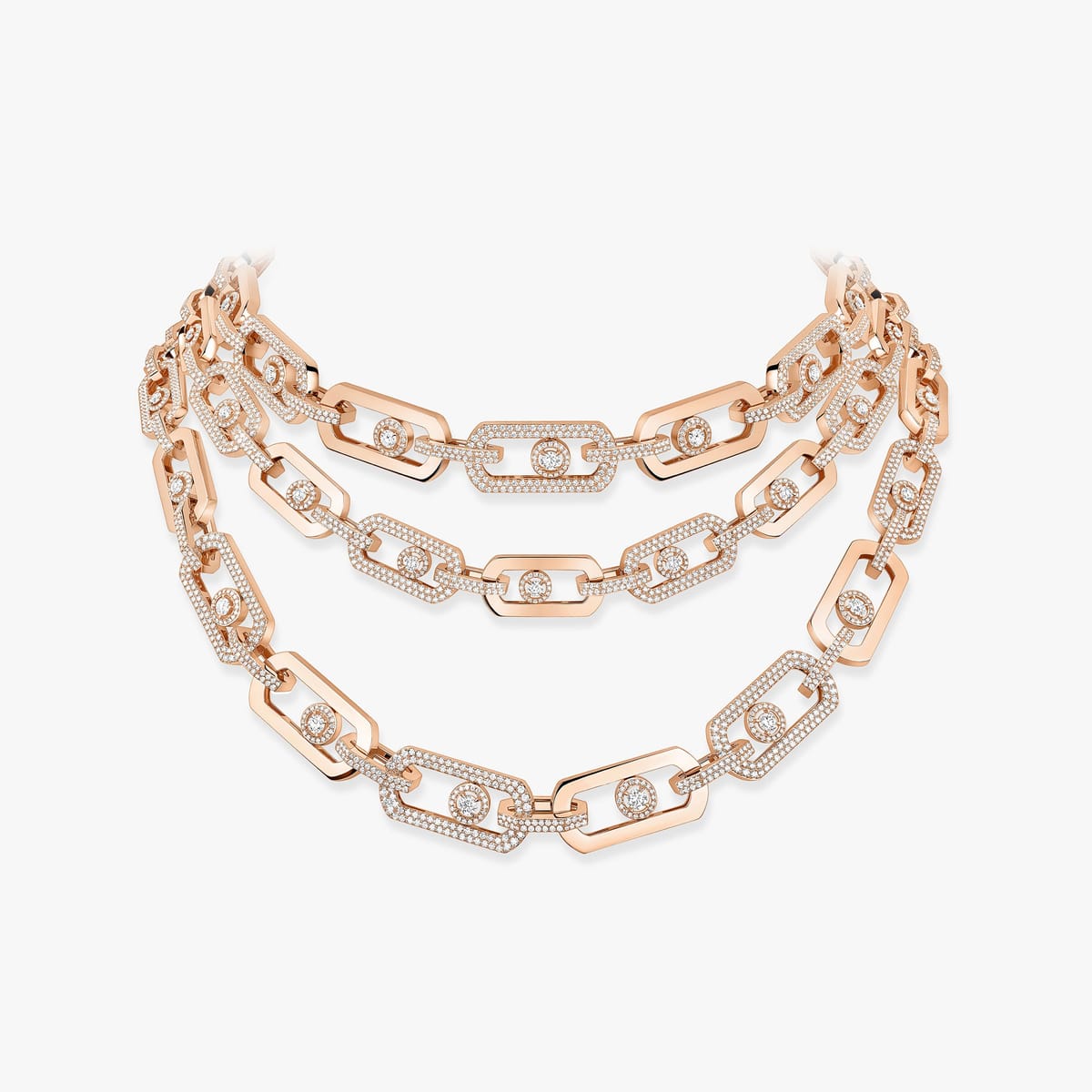 So Move 3-row Pink Gold For Her Diamond Necklace 14029-PG
