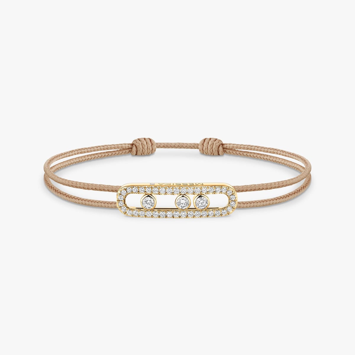 Messika Care(s) beige pavé cord bracelet Yellow Gold For Her Diamond Bracelet 14102-YG