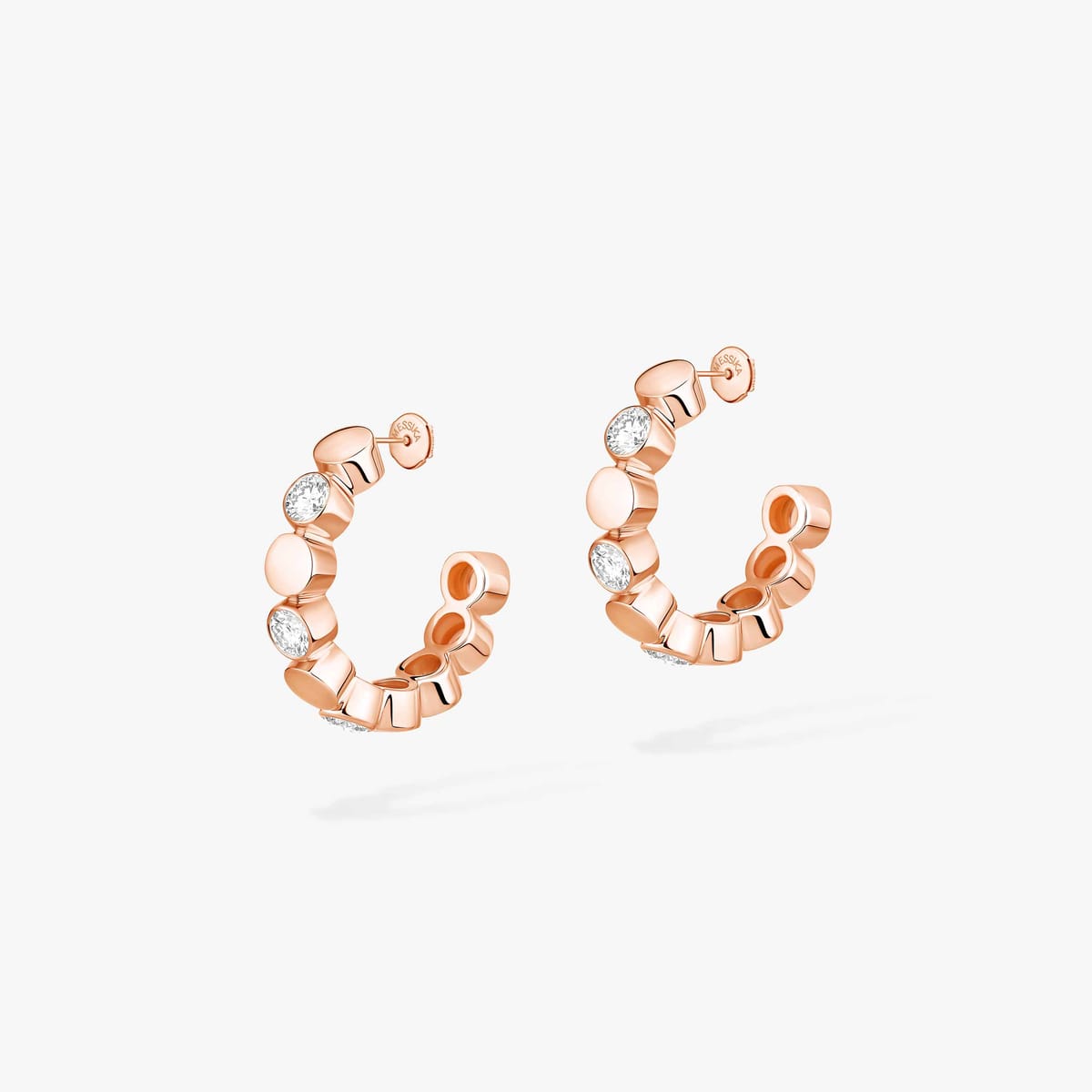 Earrings For Her Pink Gold Diamond D-Vibes Mini Hoop Earrings 13450-PG