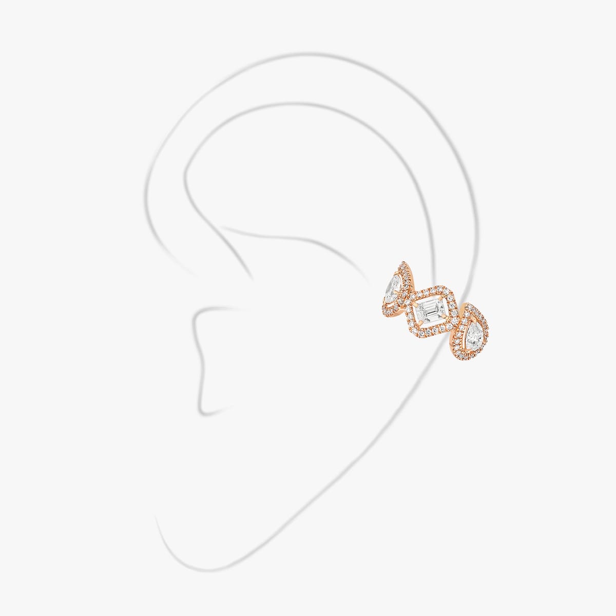 Earrings For Her Pink Gold Diamond My Twin single middle clip earring 0.10ct 10026-PG