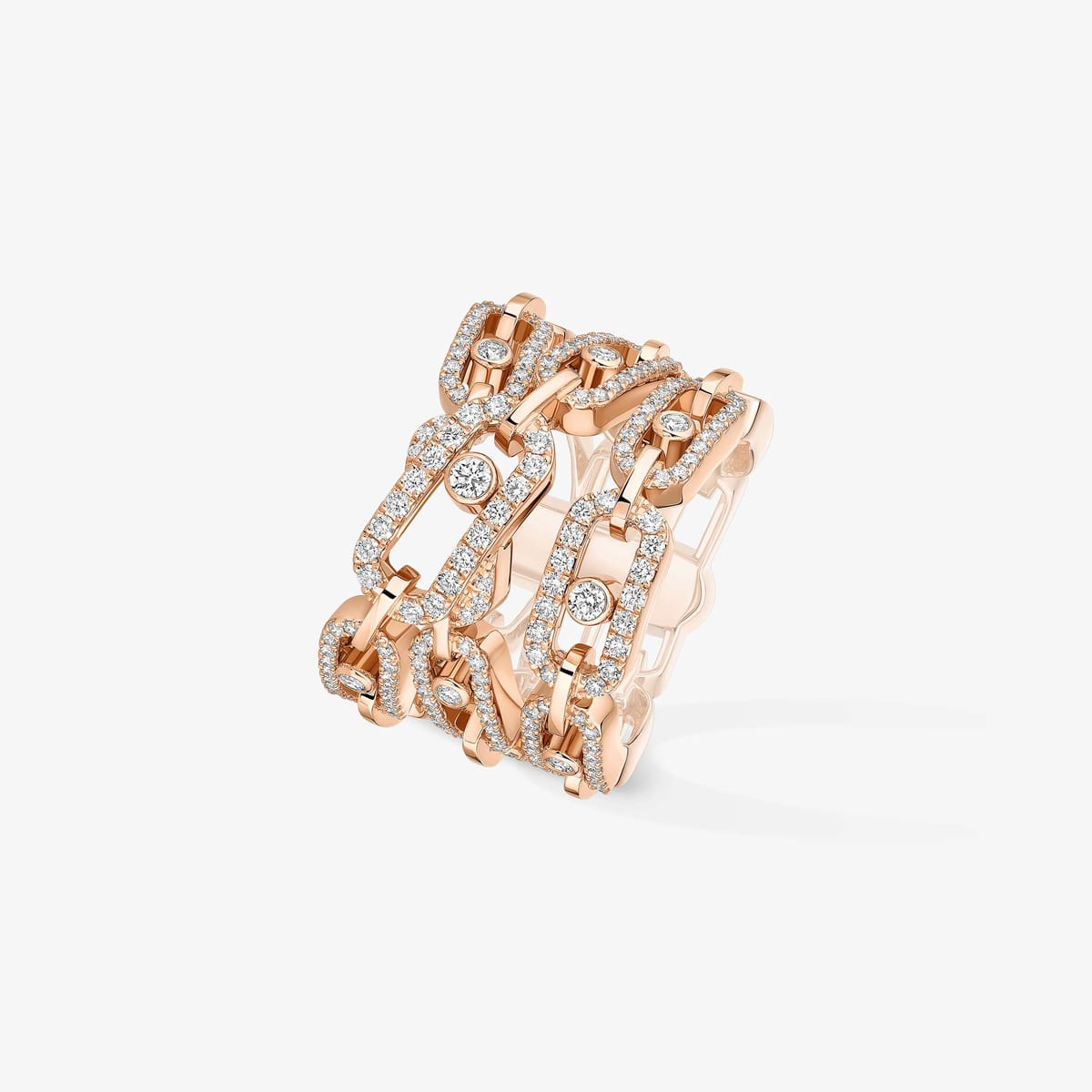Bague Femme Or Rose Diamant Bague trois rangs Move Link 14861-PG