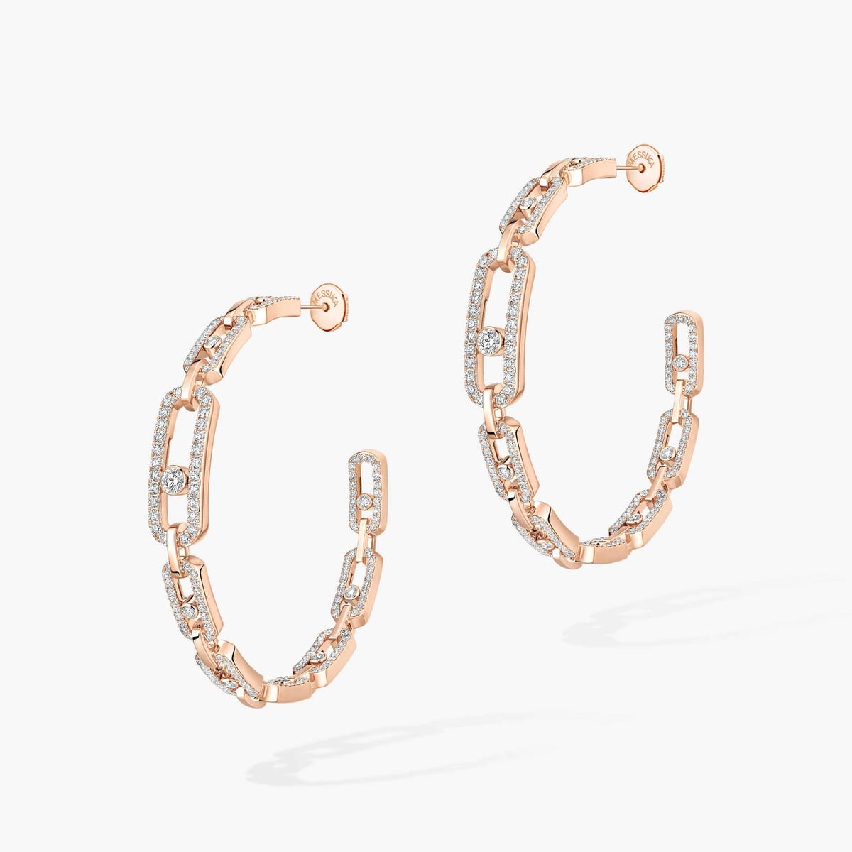 Earrings For Her Pink Gold Diamond Move Link hoop earrings medium 12362-PG