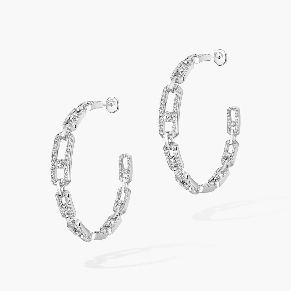 Boucles d'oreilles Femme Or Blanc Diamant Créoles Move Link MM 12362-WG