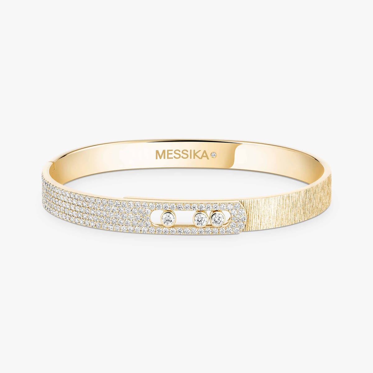 Move Noa chiseled half pavé bracelet, medium model Yellow Gold Mixed Diamond Bracelet 14501-YG