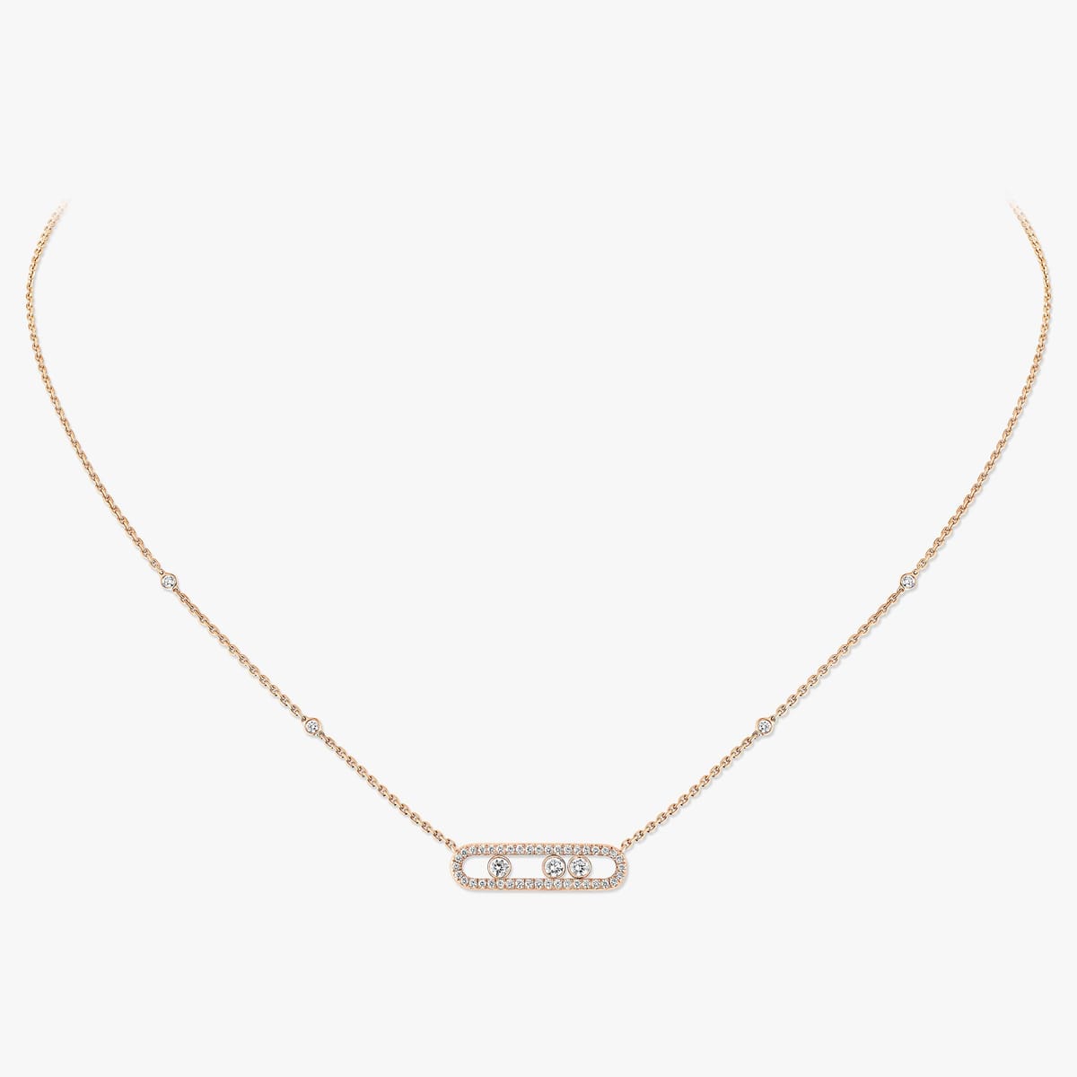 Move Classique pavé necklace, small model Pink Gold For Her Diamond Necklace 04322-PG
