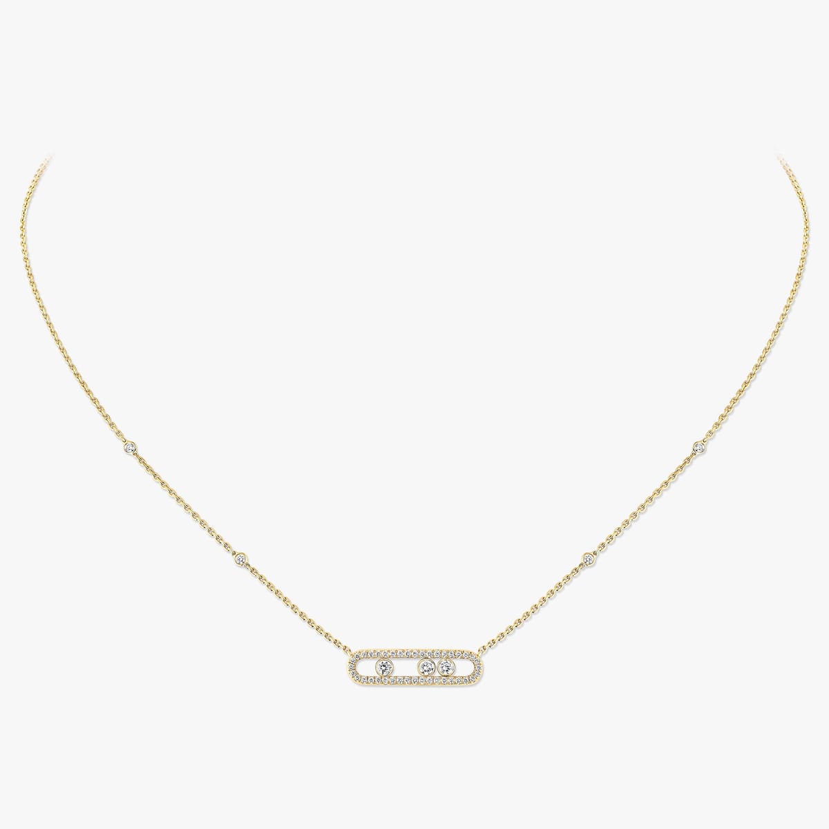 Necklace For Her Yellow Gold Diamond Move Classique pavé necklace, small model 04322-YG