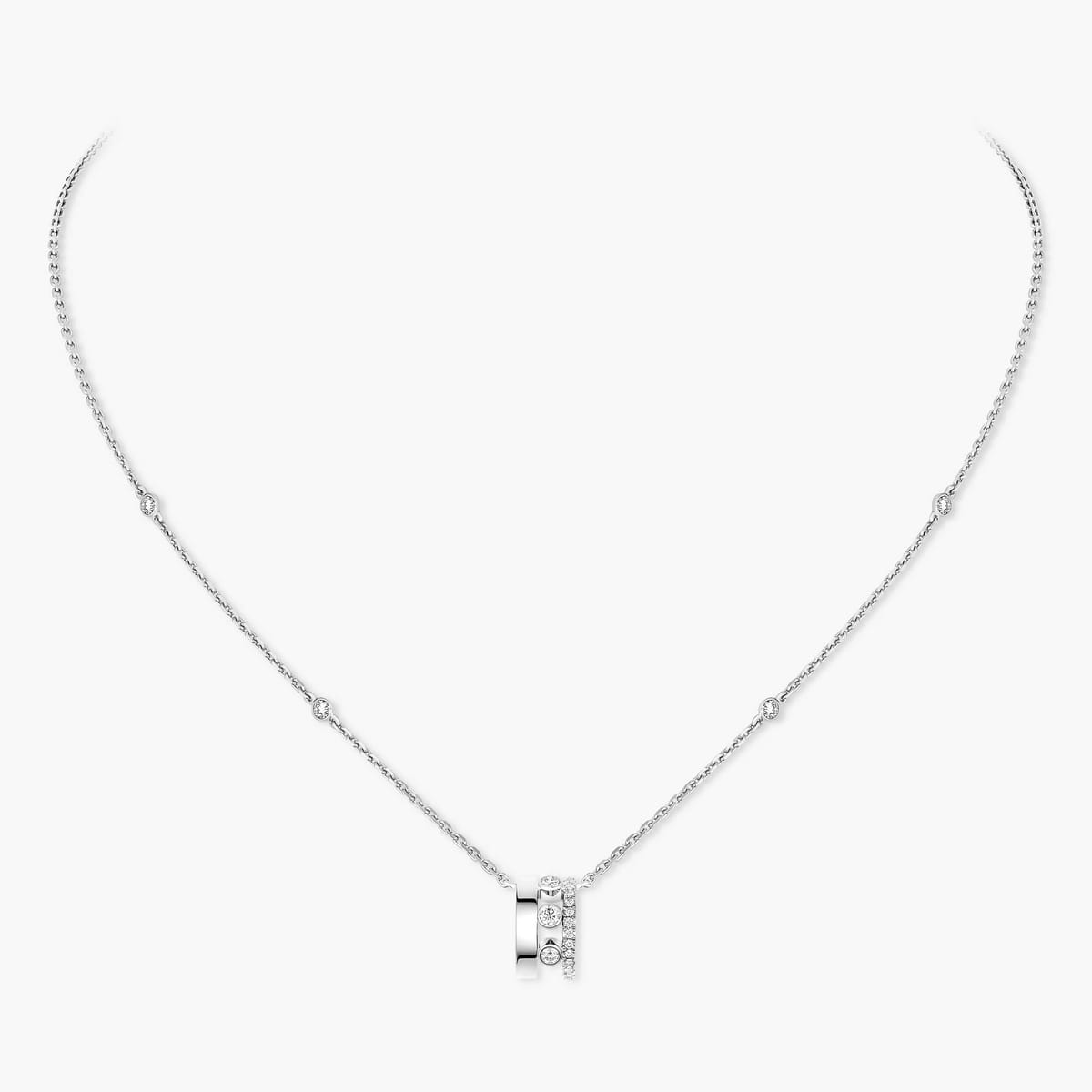 Collier Femme Or Blanc Diamant Collier pendentif Move Romane, petit modèle 07158-WG