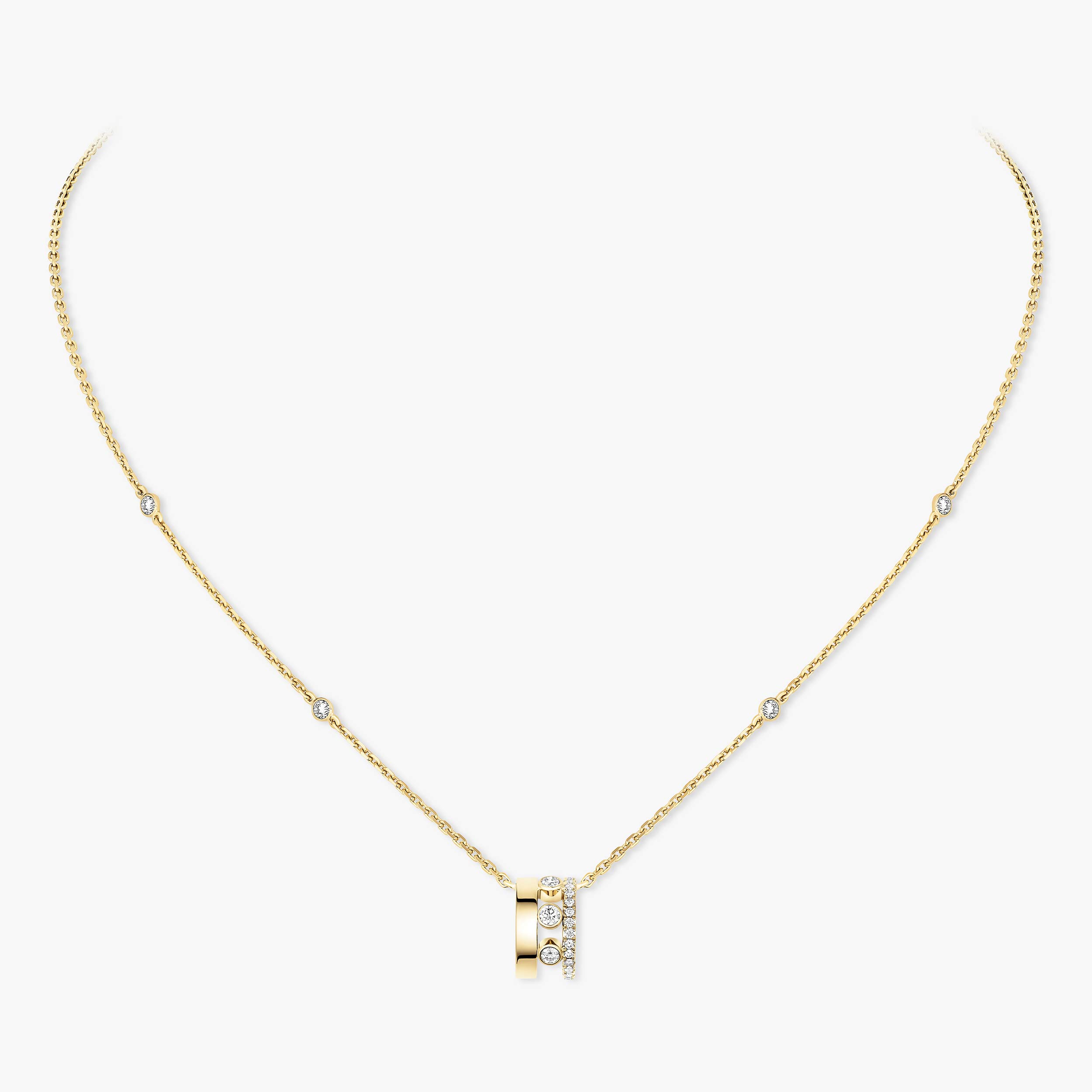 Yellow Gold Diamond Pendant Necklace Move Romane | Messika 07158-YG