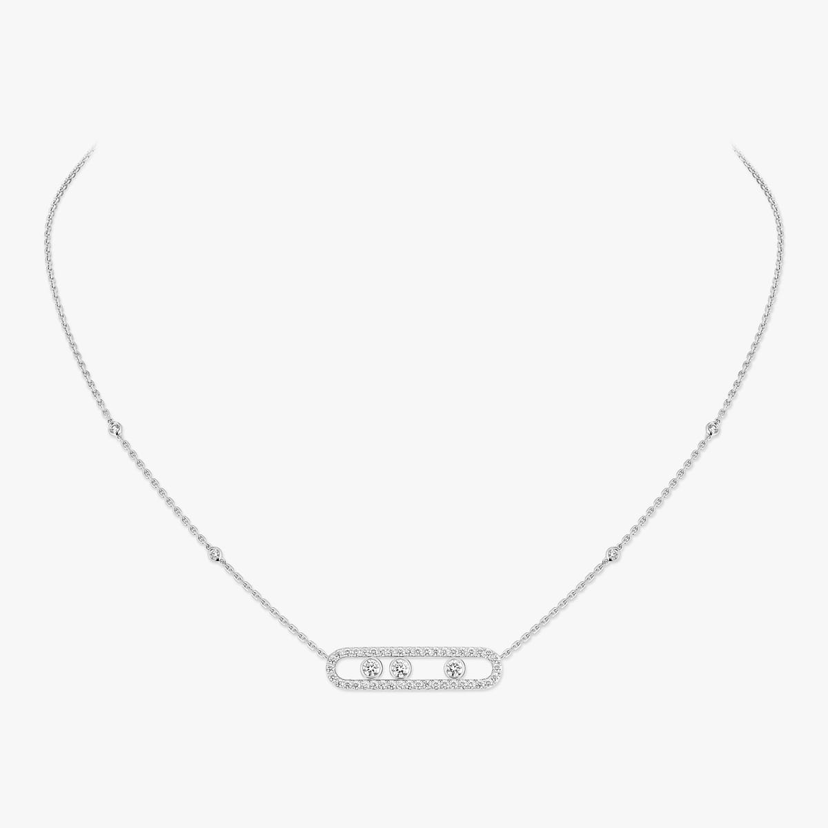 Колье Для нее Белое золото Бриллиантами Collier pavé Move 03994-WG