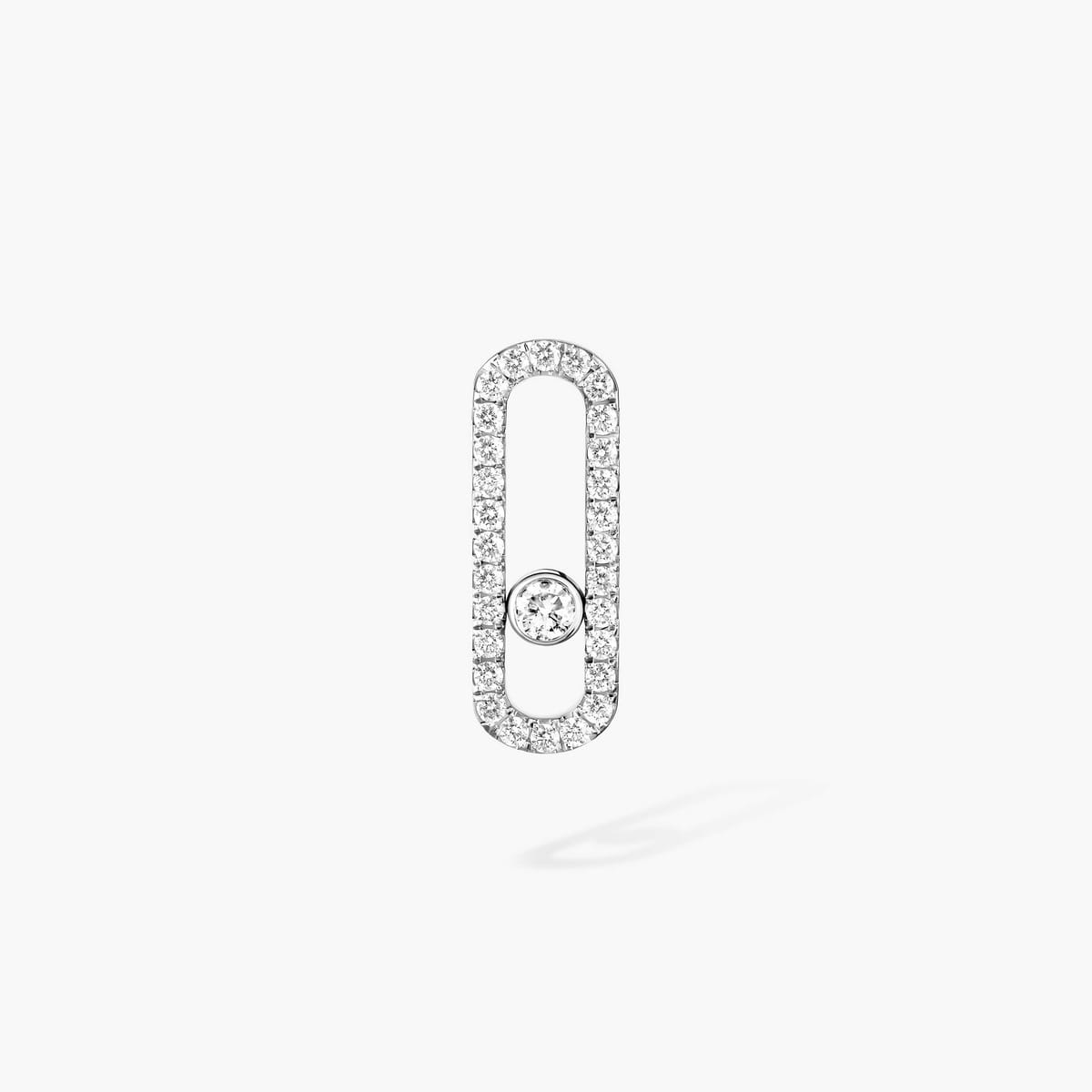 Boucles d'oreilles Femme Or Blanc Diamant Mono boucle d'oreille pavée Move Uno droite 12337-WG