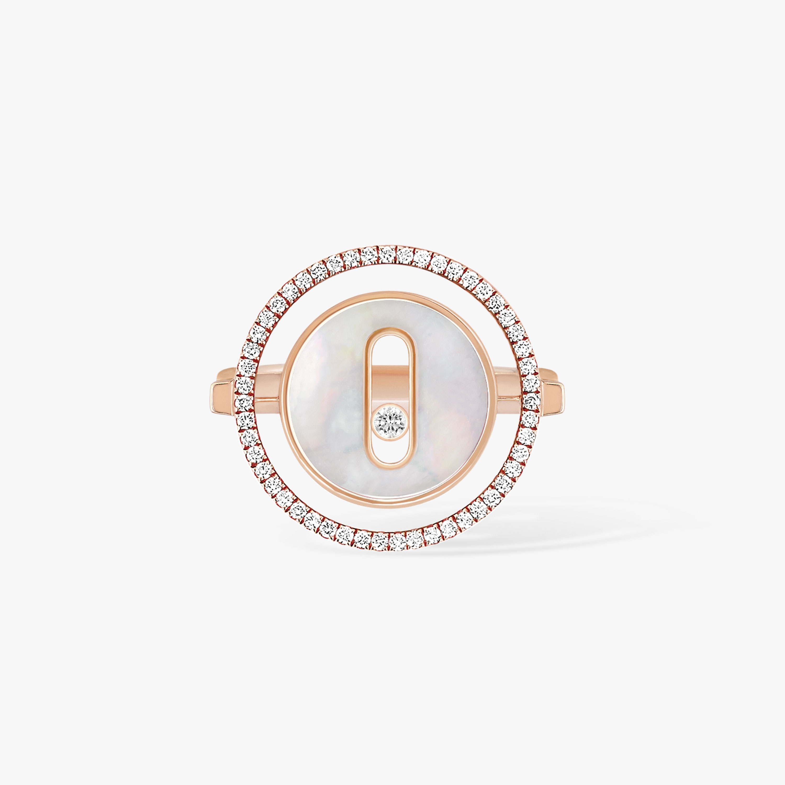 Ring For Her Pink Gold Diamond Lucky Move SM White Mother-of-Pearl 11952-PG