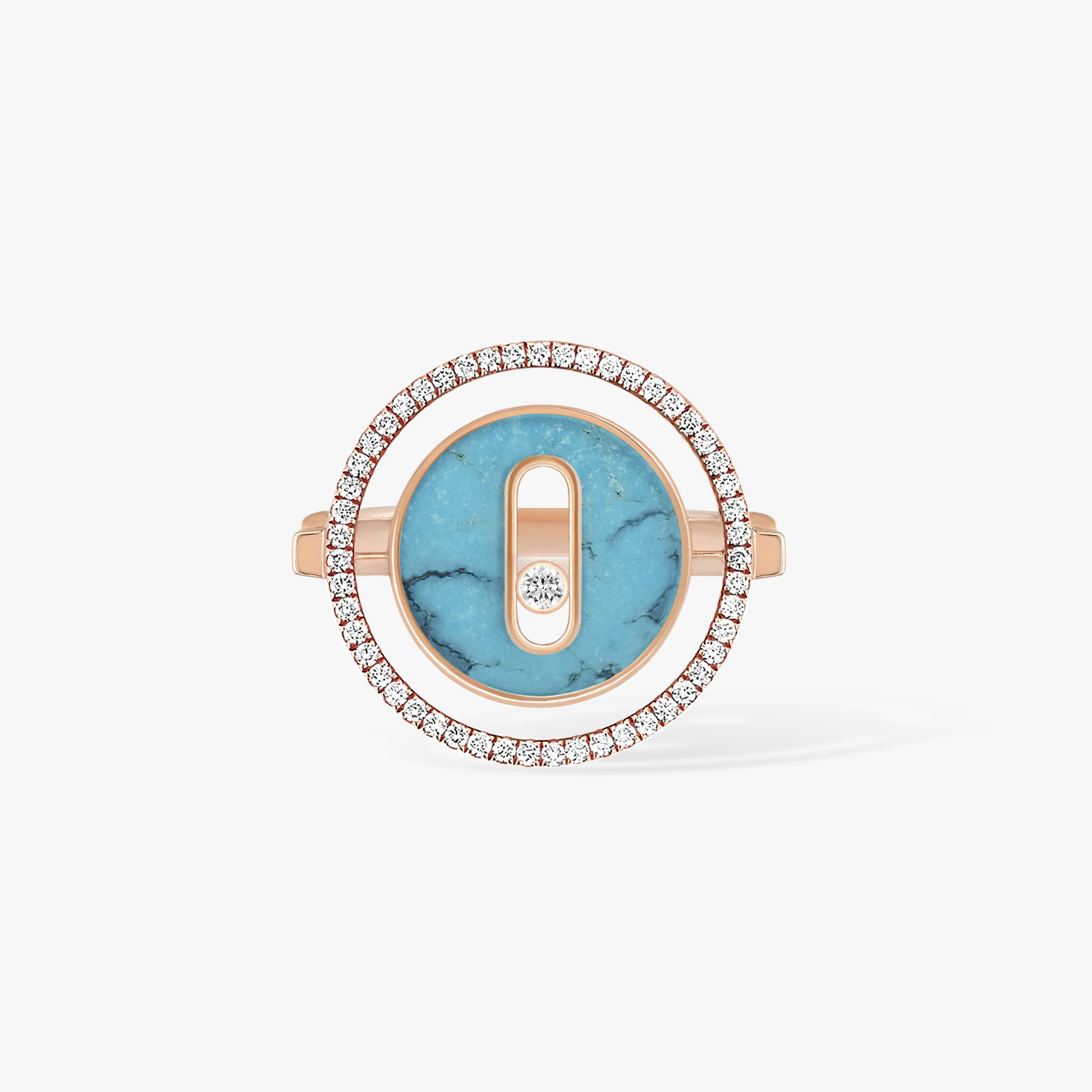 Ring For Her Pink Gold Diamond Turquoise Lucky Move SM 12098-PG