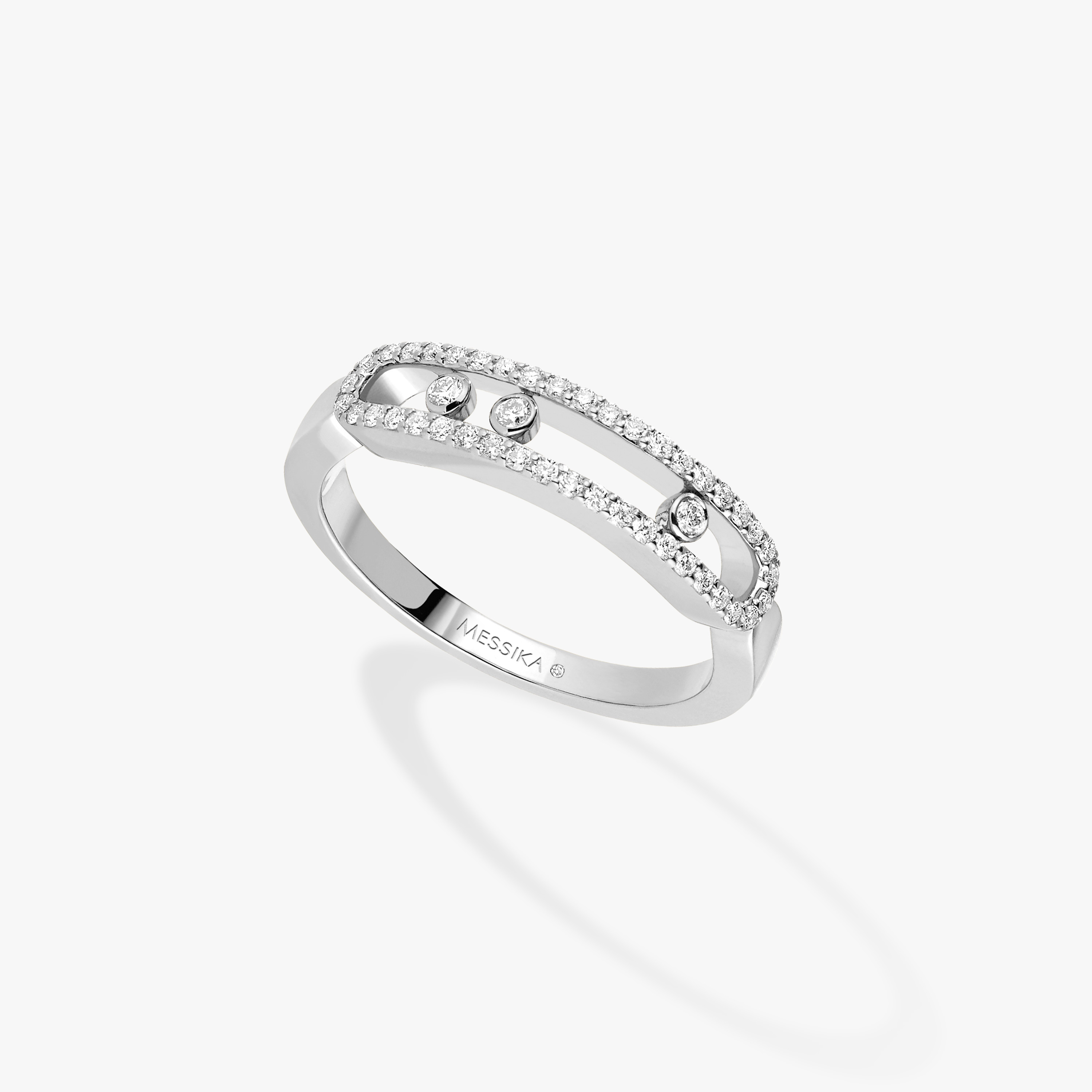 Bague Femme Or Blanc Diamant Baby Move Pavée 04683-WG