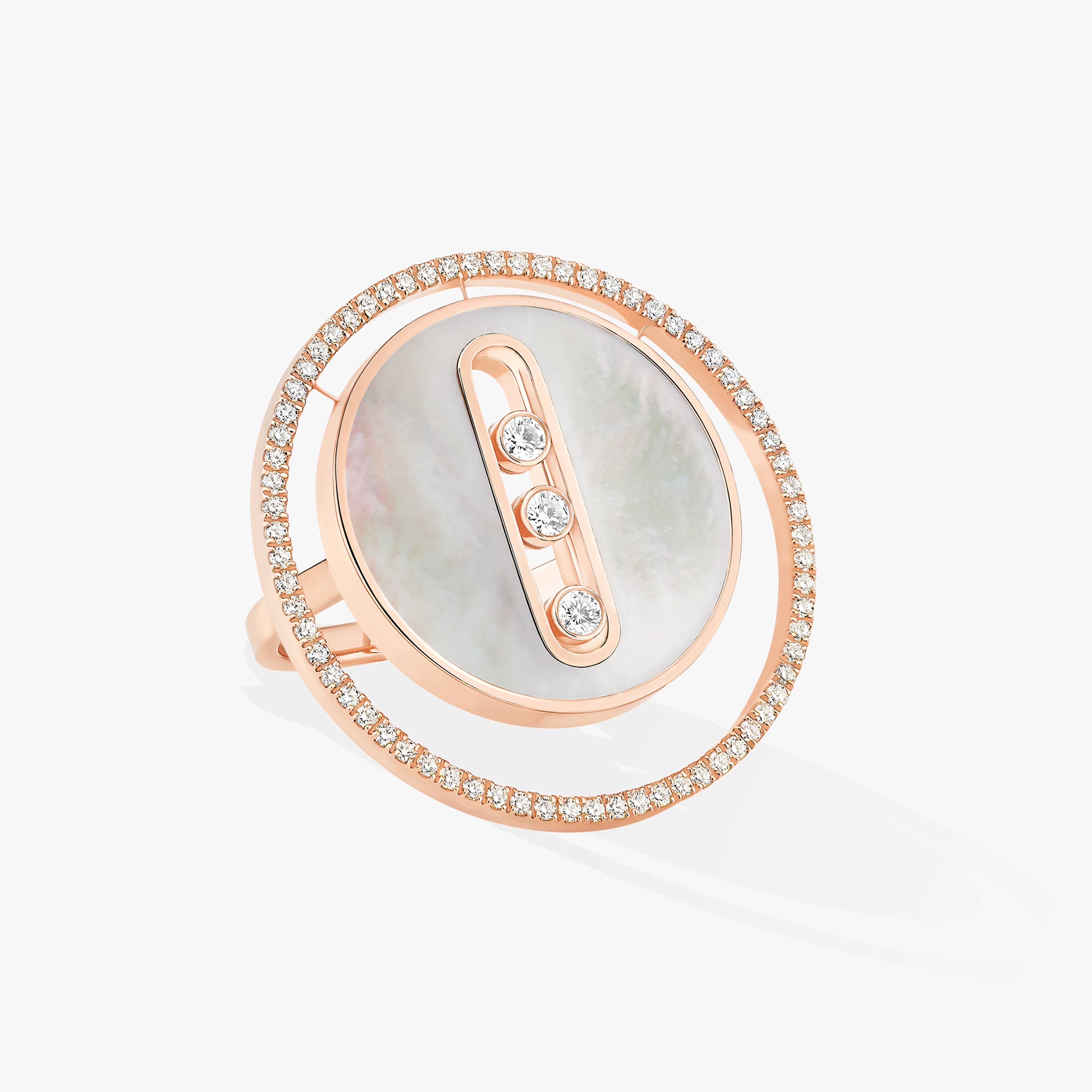 Ring For Her Pink Gold Diamond White Mother-of-Pearl Lucky Move LM 11723-PG