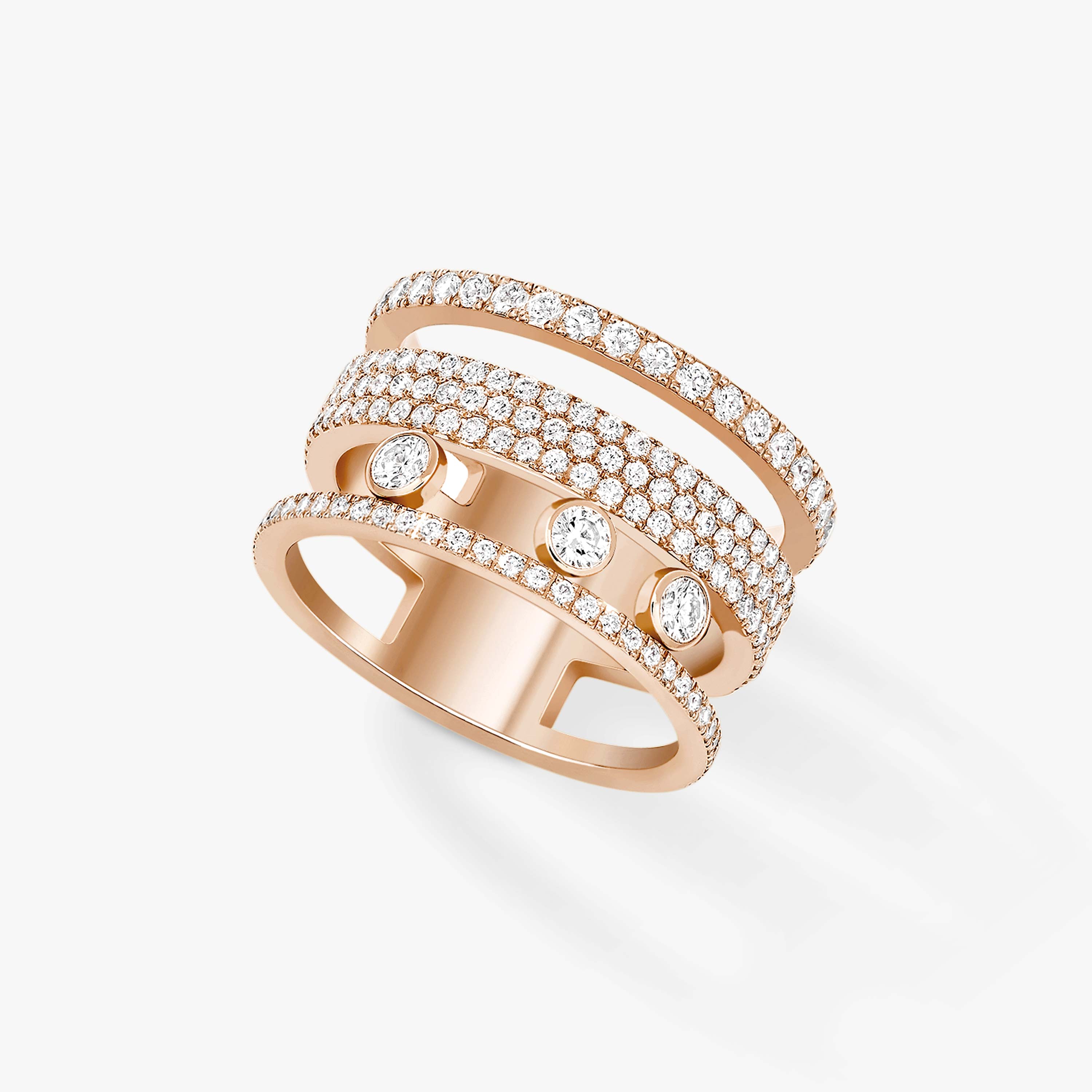 Large Pink Gold Diamond Pav Ring Move Romane Messika 07205 PG