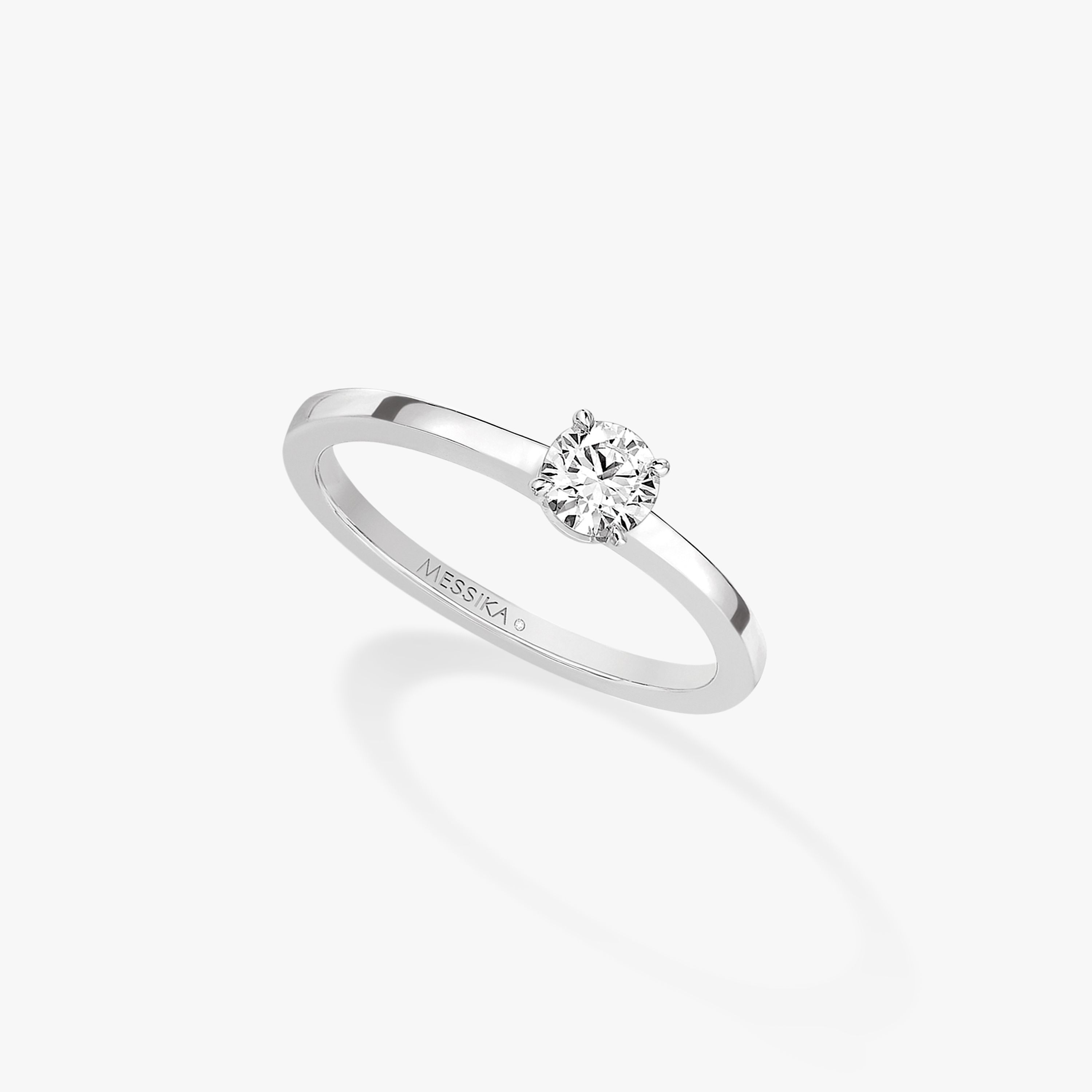 Bague Femme Or Blanc Diamant Solitaire Brillant 08118-WG