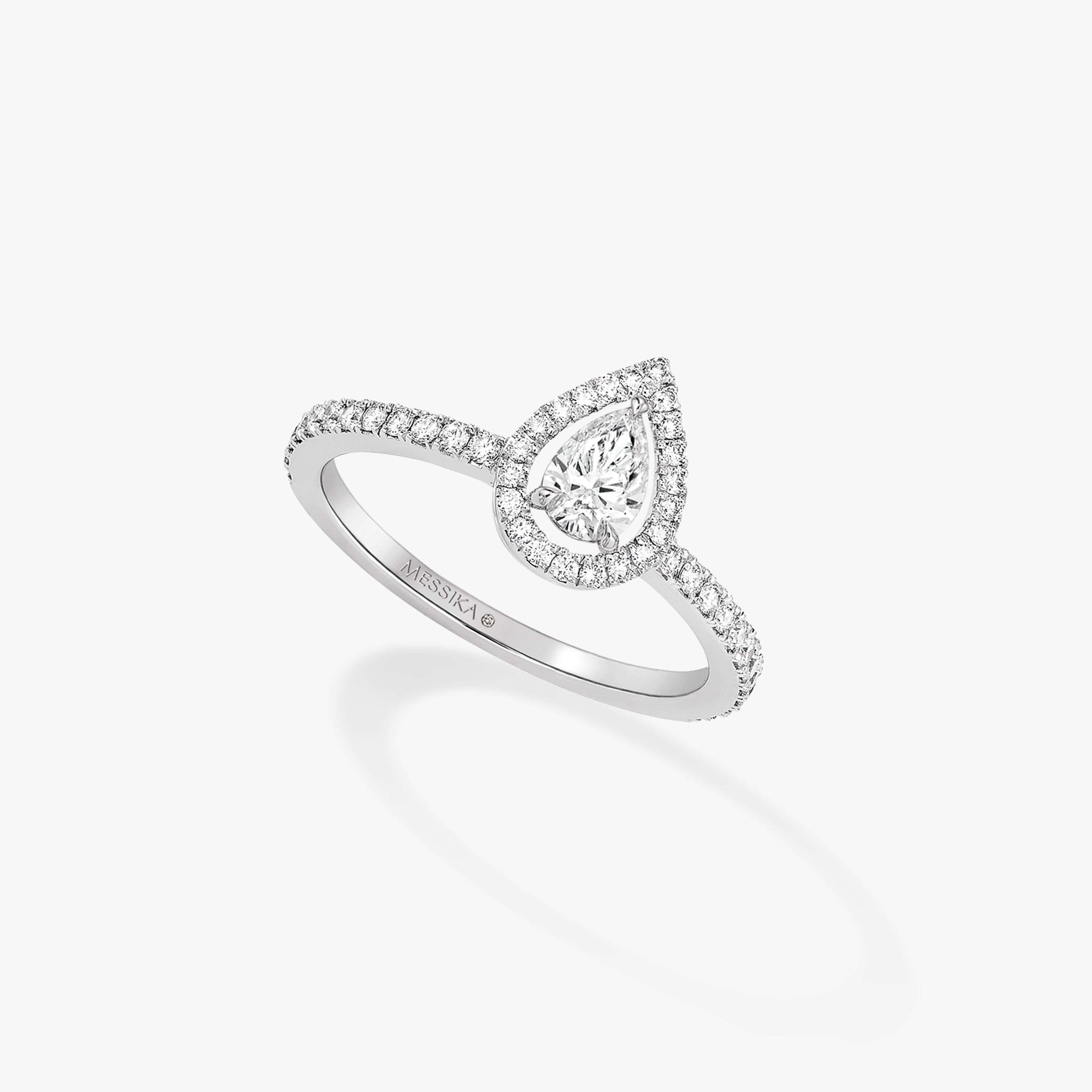 Bague Femme Or Blanc Diamant Solitaire M-Love Poire 08004-WG