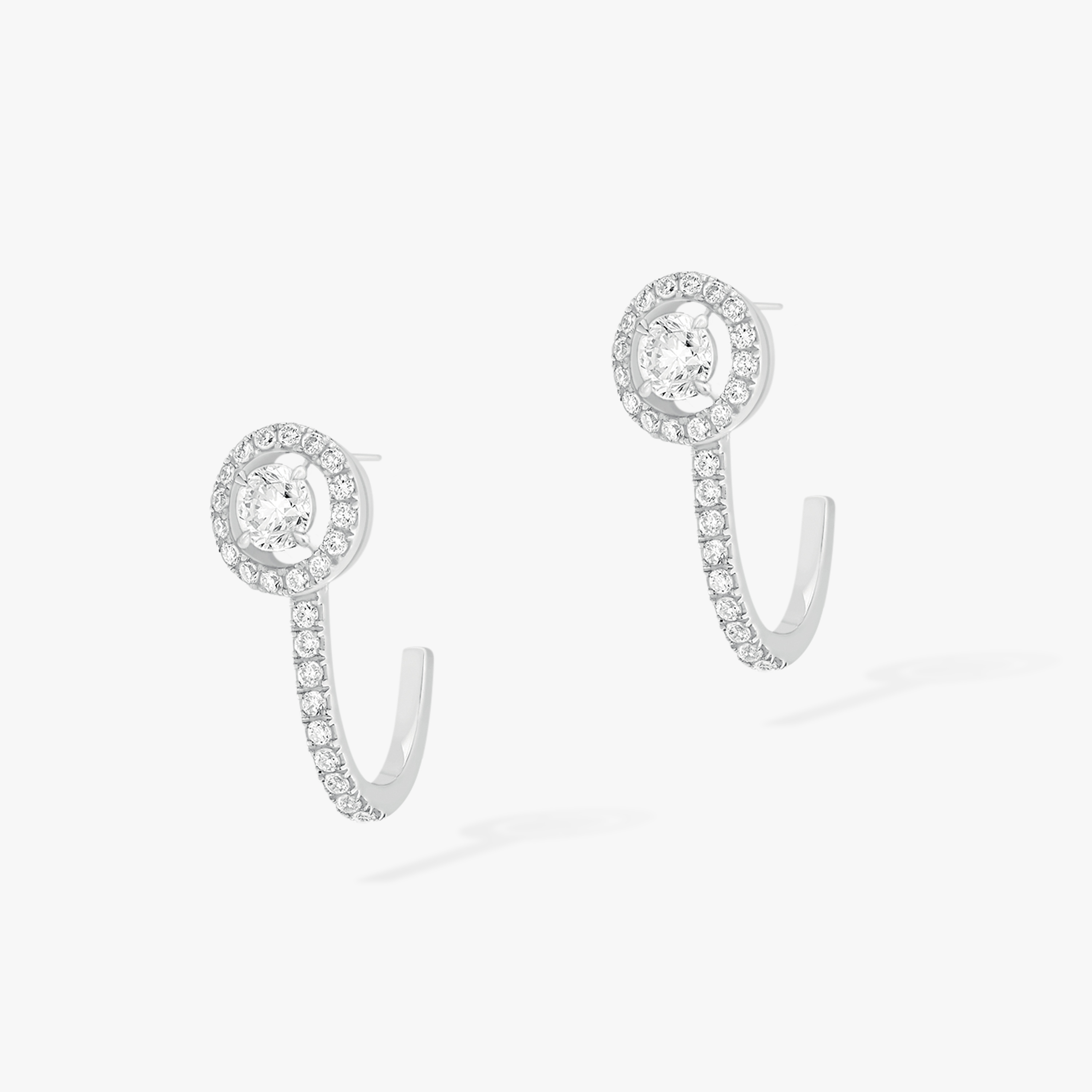 الأقراط امرأة ذهب أبيض الماس Joy Hoop Earrings Round Diamonds 2x0,10ct 07482-WG