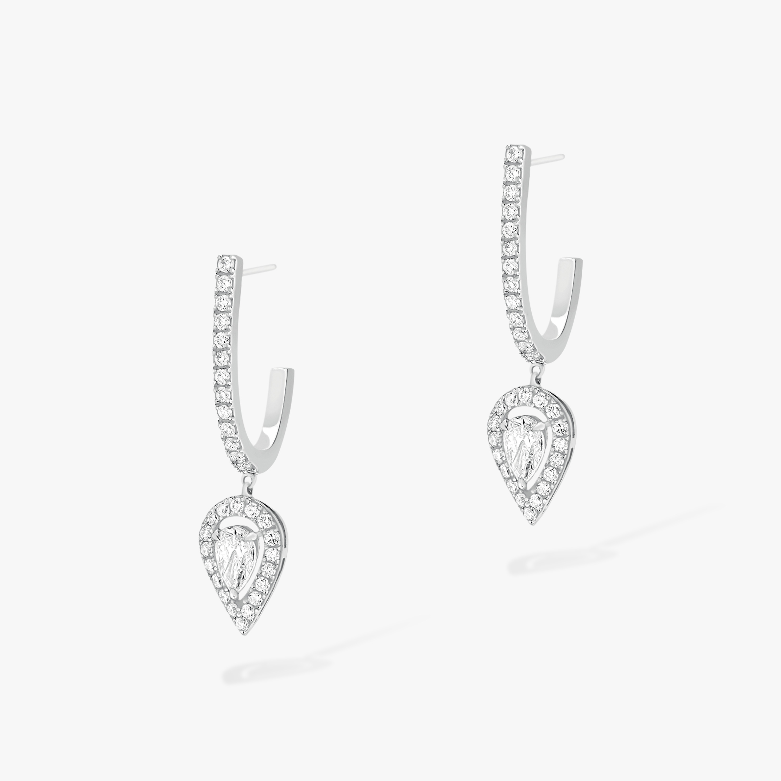 Boucles d'oreilles Femme Or Blanc Diamant Créoles Joy Diamant Poire 2x0,10ct 07480-WG