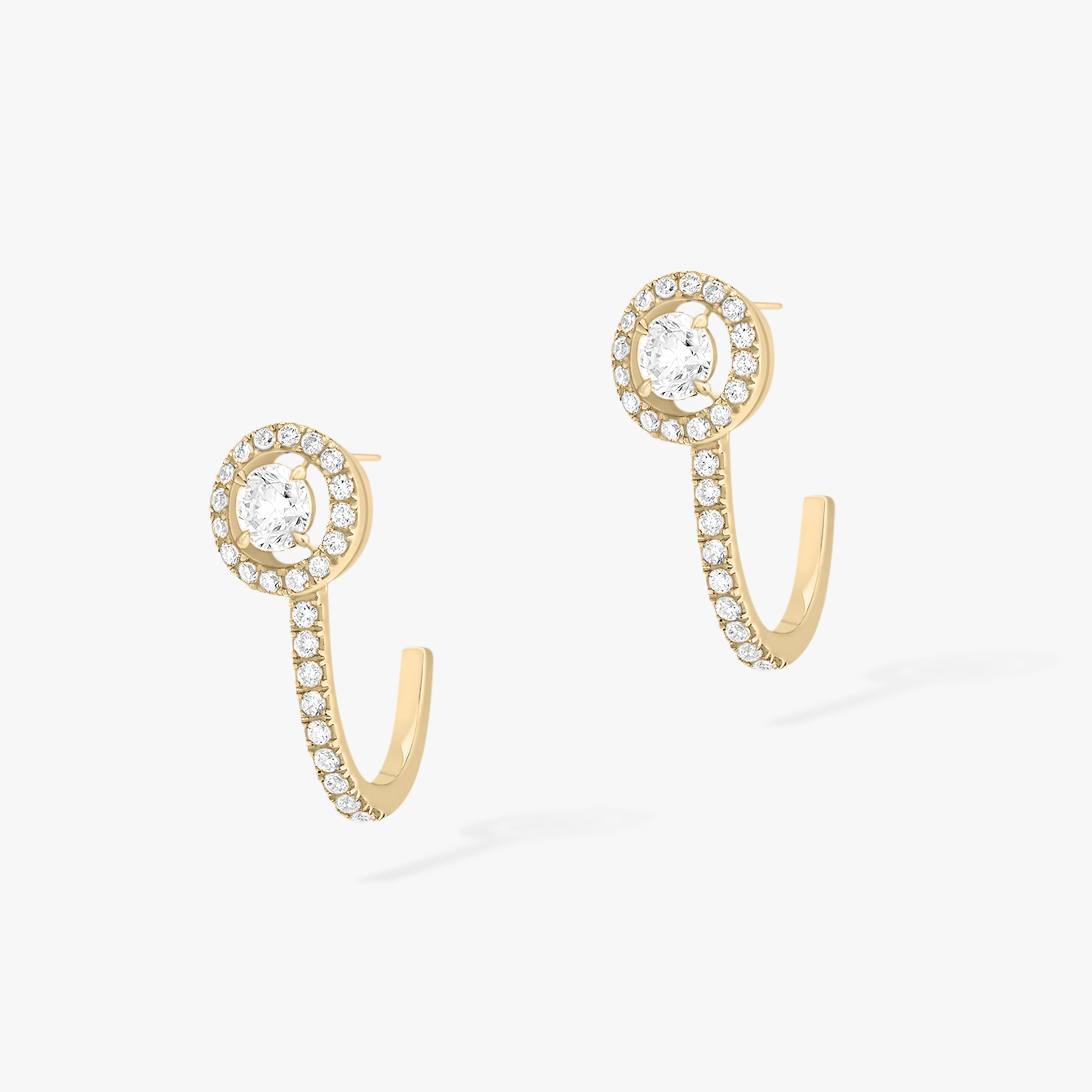 الأقراط امرأة ذهب أصفر الماس Joy Hoop Earrings Round Diamonds 2x0,10ct 07482-YG