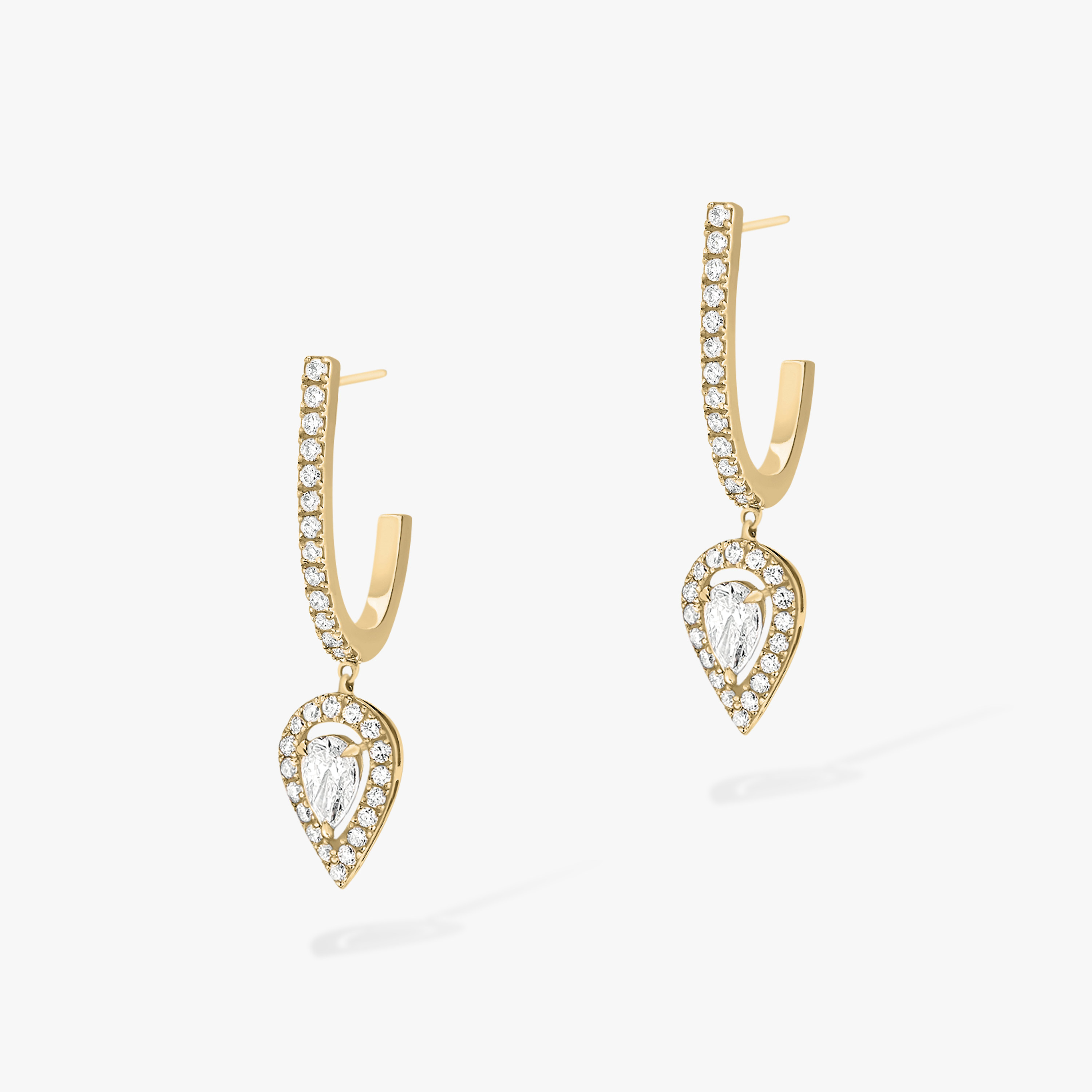 الأقراط امرأة ذهب أصفر الماس Joy Hoop Earrings Pear Diamond 2x0,10ct 07480-YG