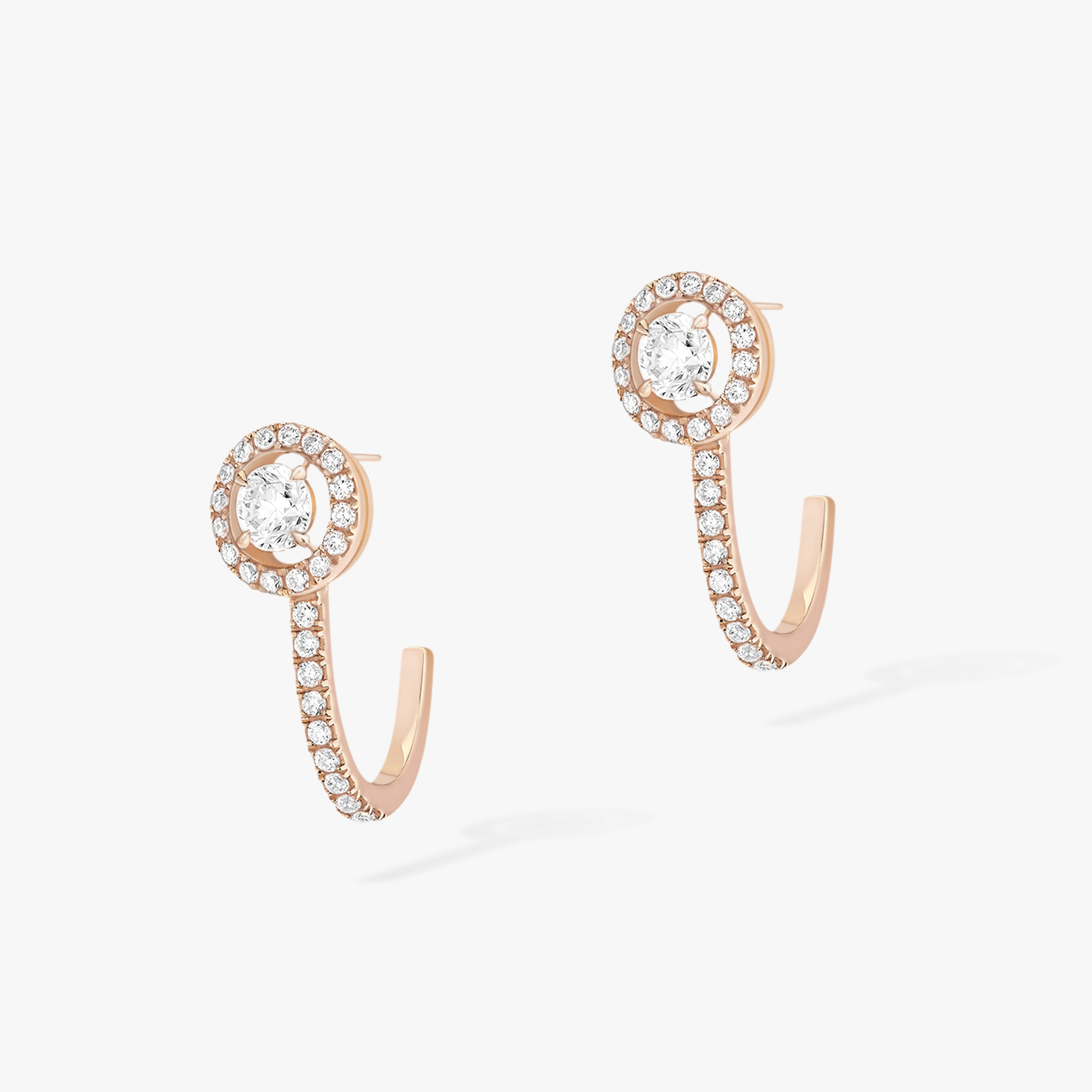 Joy Hoop Earrings Round Diamonds 2x0.10ct Pink Gold For Her Diamond Earrings 07482-PG