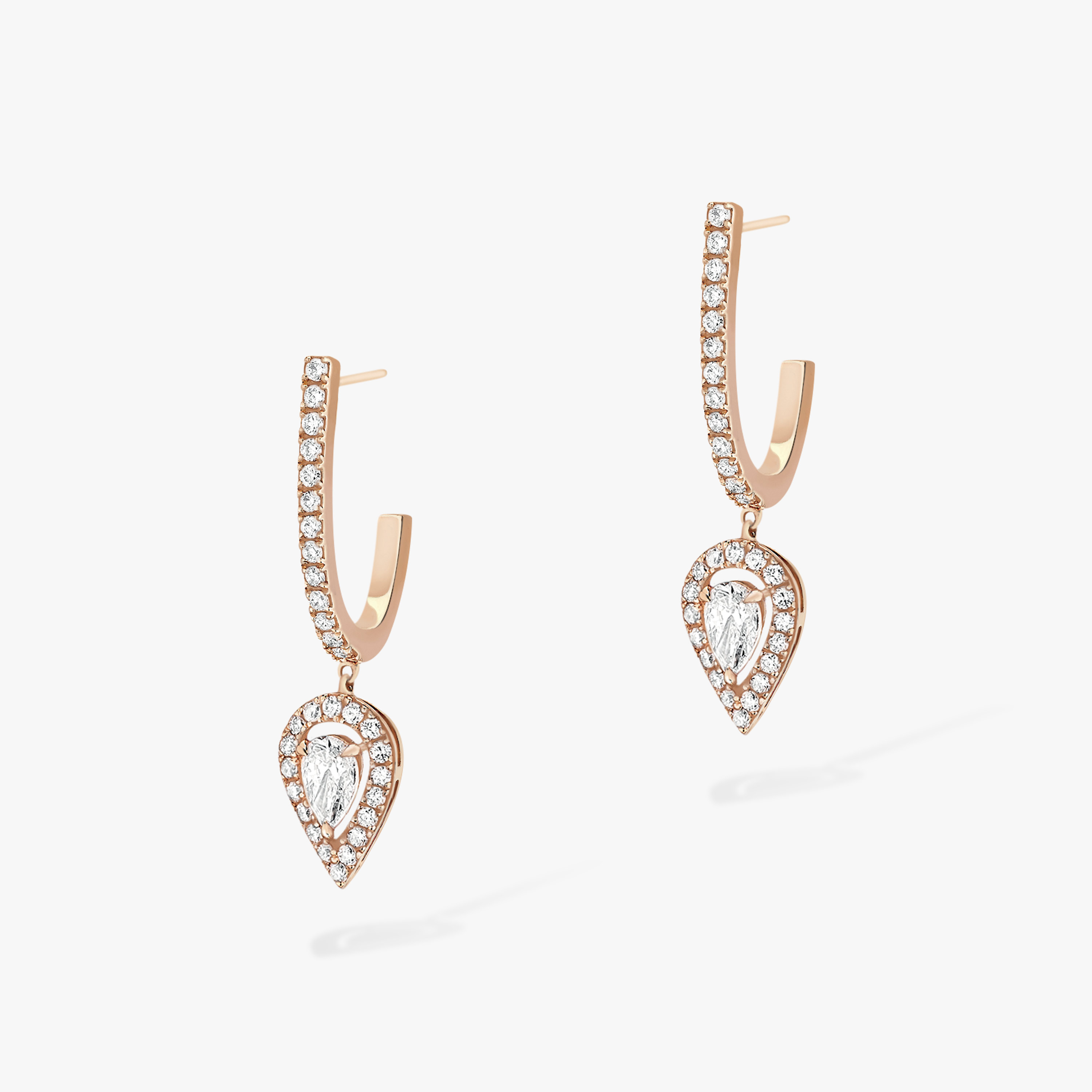 الأقراط امرأة ذهب وردي الماس Joy Hoop Earrings Pear Diamond 2x0,10ct 07480-PG