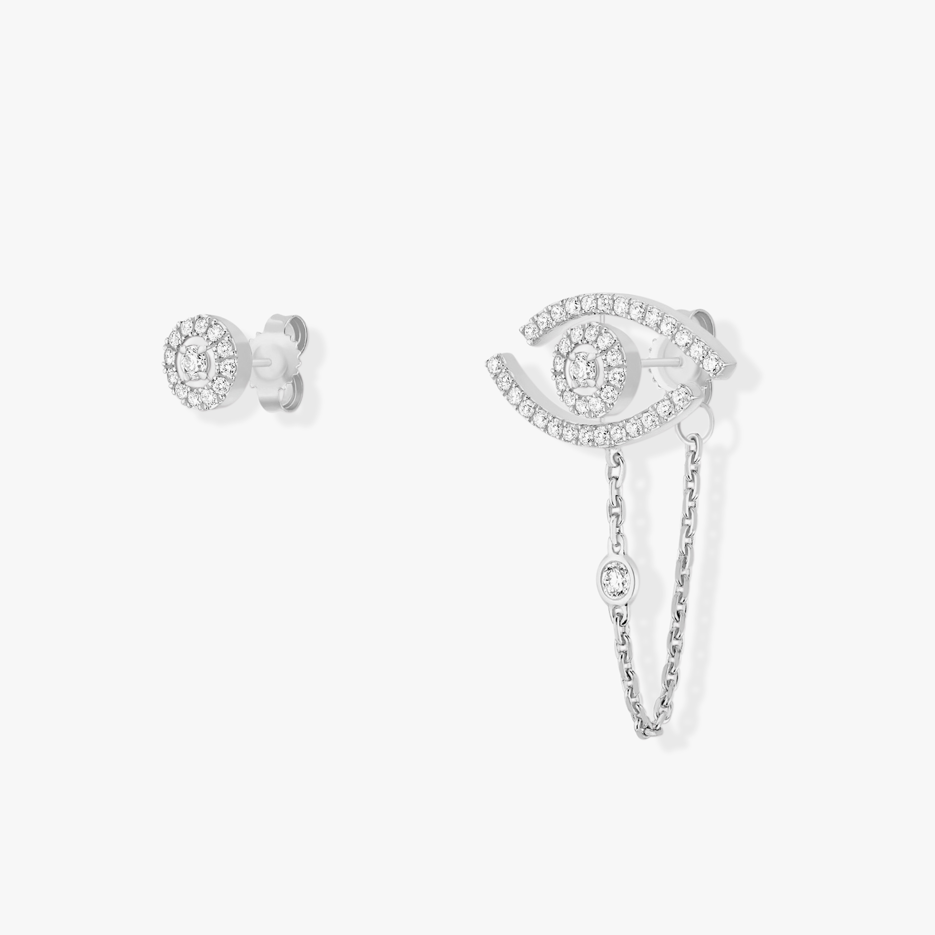 Boucles d'oreilles Femme Or Blanc Diamant Lucky Eye Pavées 11349-WG