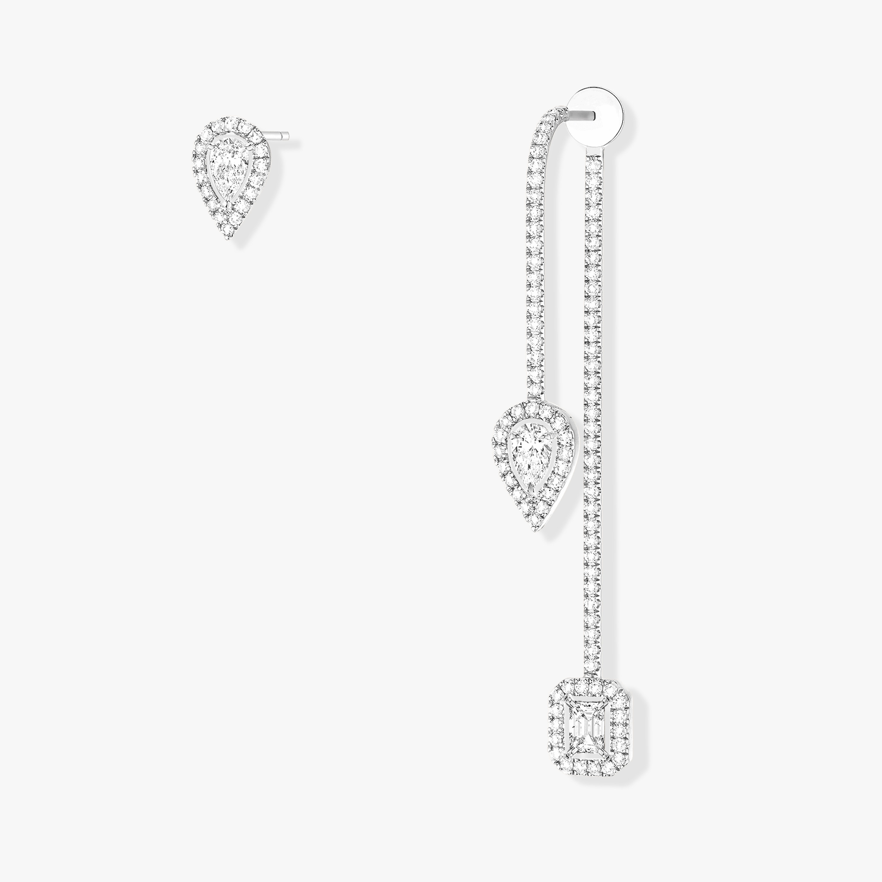 Boucles d'oreilles Femme Or Blanc Diamant My Twin Hameçon Pavé et Puce 3x010ct  07224-WG