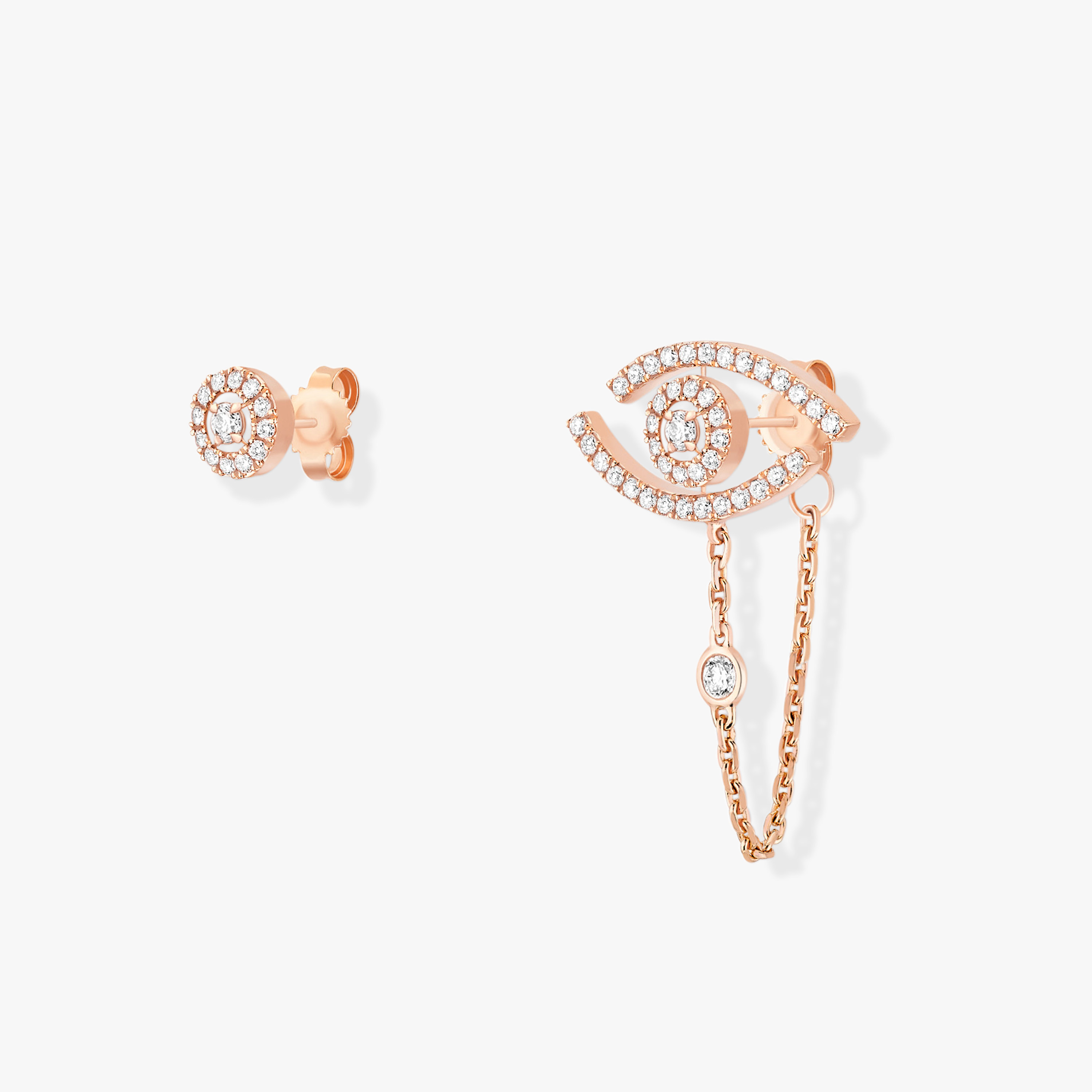 Boucles d'oreilles Femme Or Rose Diamant Lucky Eye Pavées 11349-PG